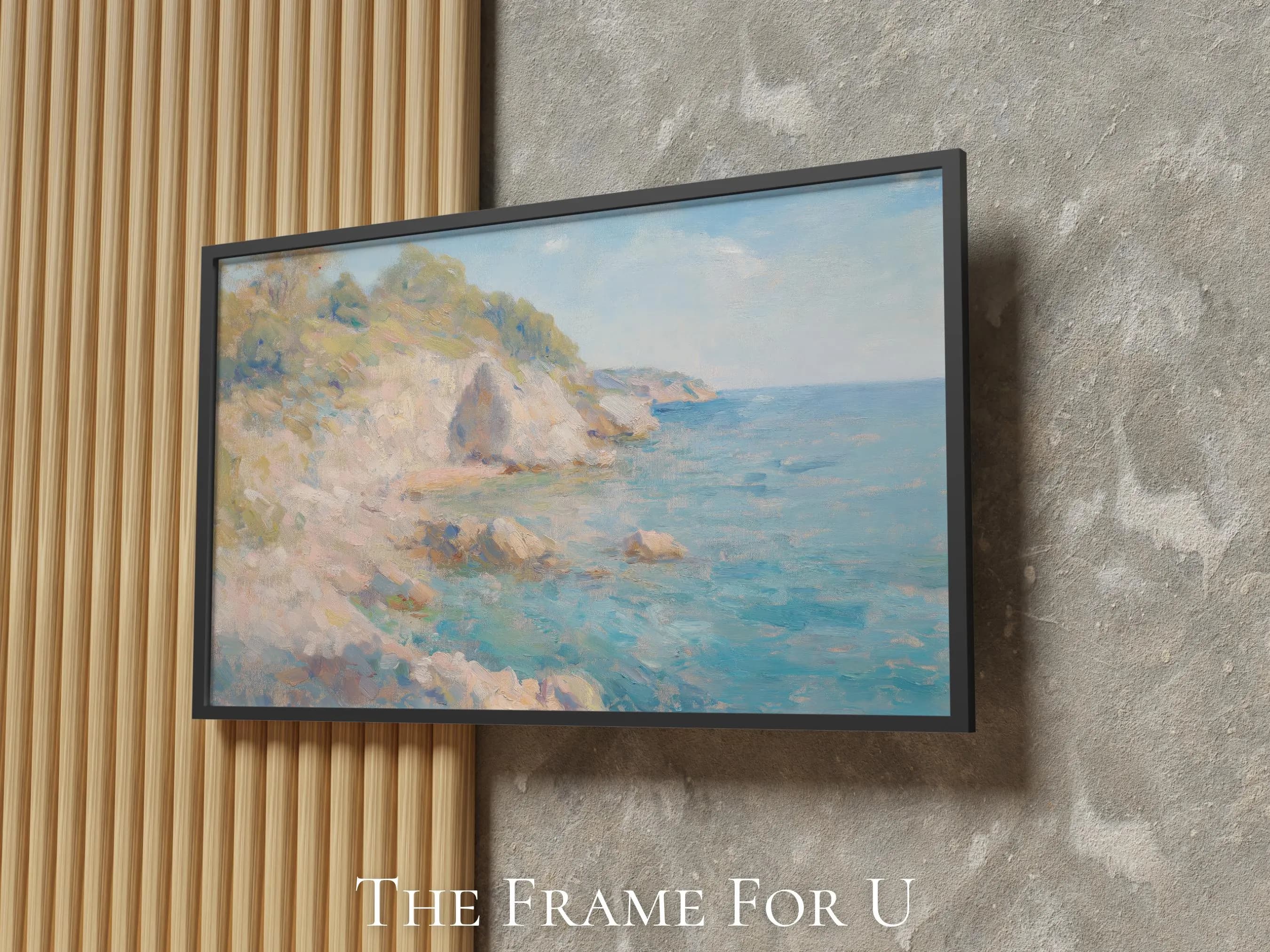 Summer Coastal TV Art - Tranquil Ocean Scene with Cliffs for Samsung Frame TV | Beach House Digital Download | TV0254 - image 4