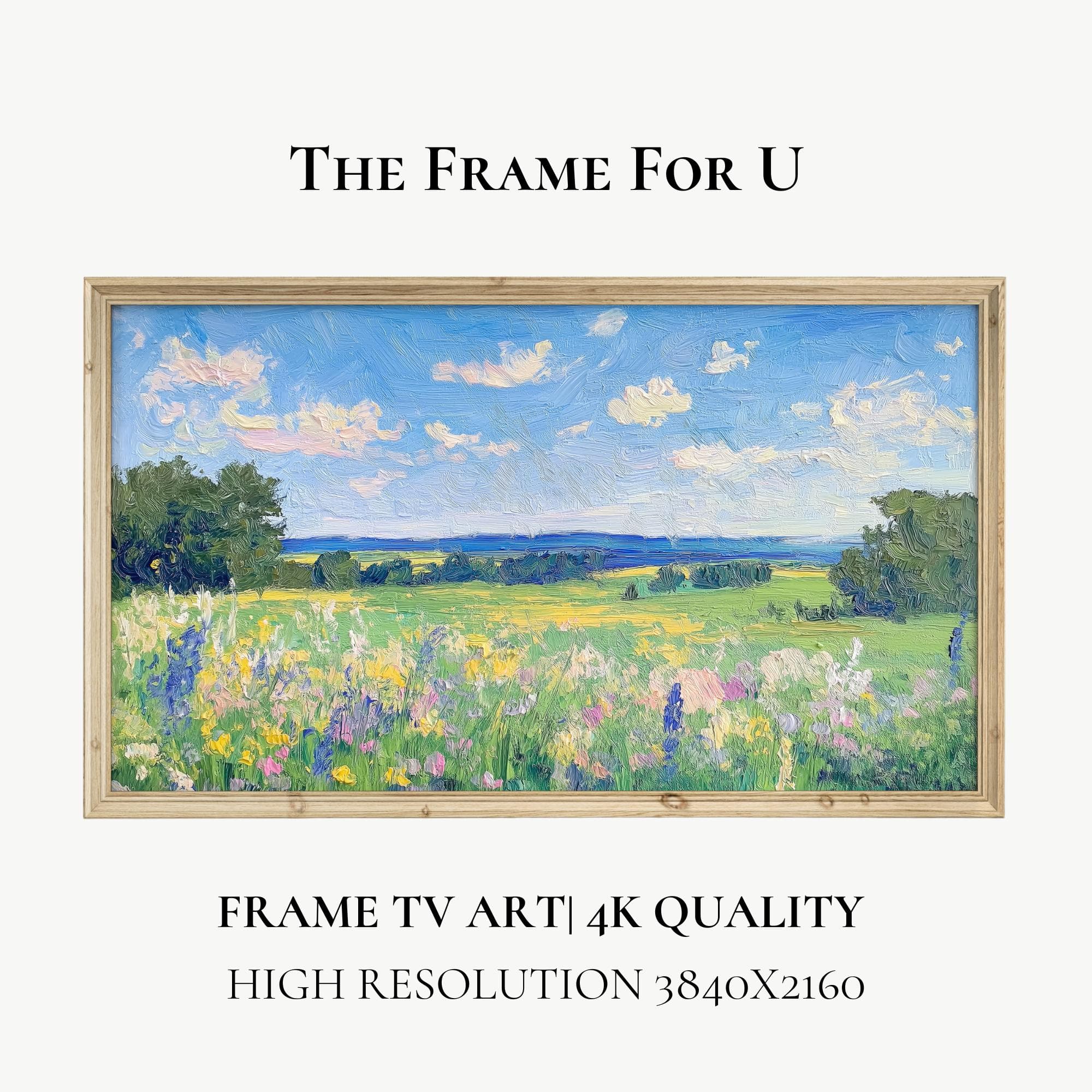 Meadow Landscape Frame TV Art, Summer Field Painting (Digital Download) TV0282