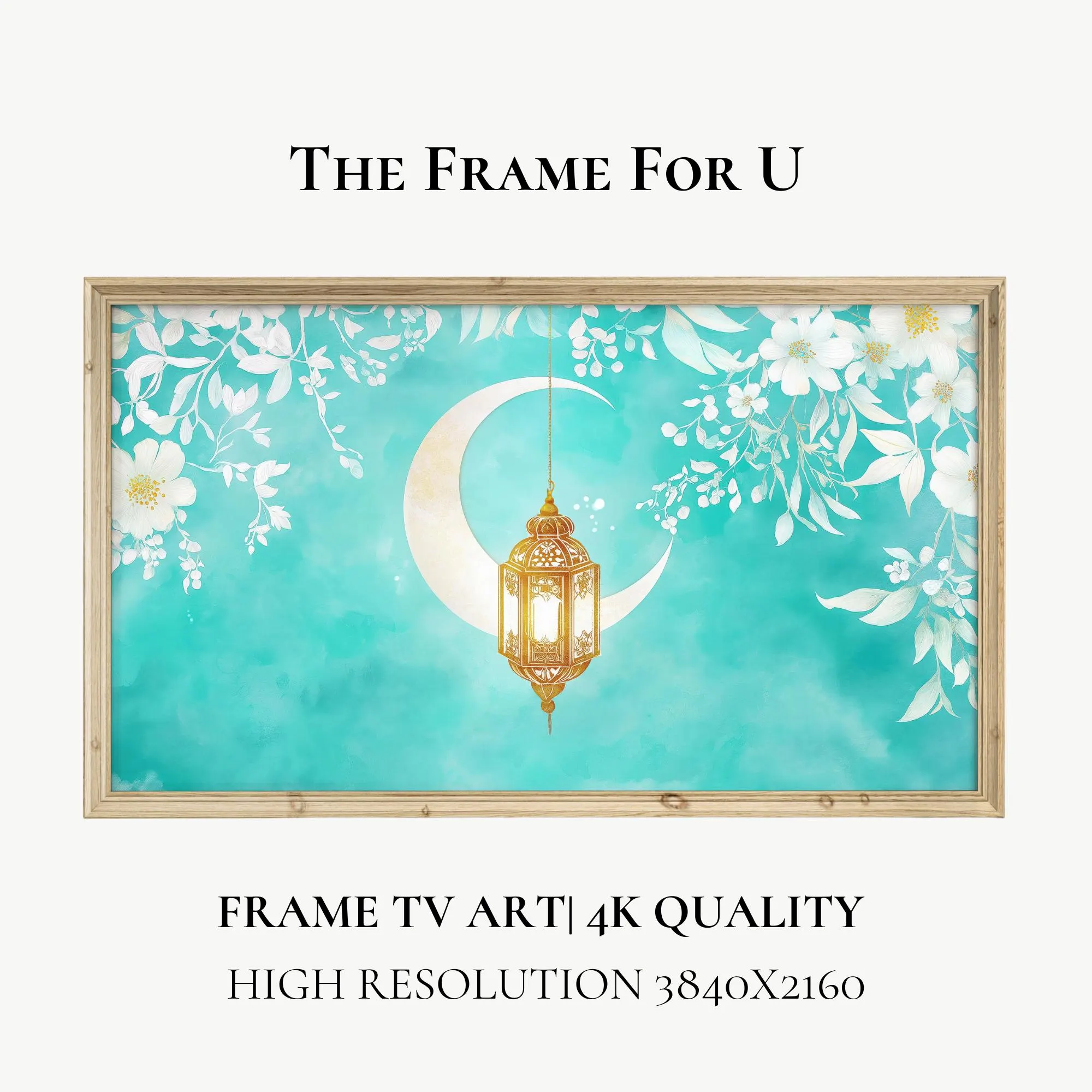 Eid Mubarak Frame TV Art, Crescent Moon Lantern (Digital Download) TV0603