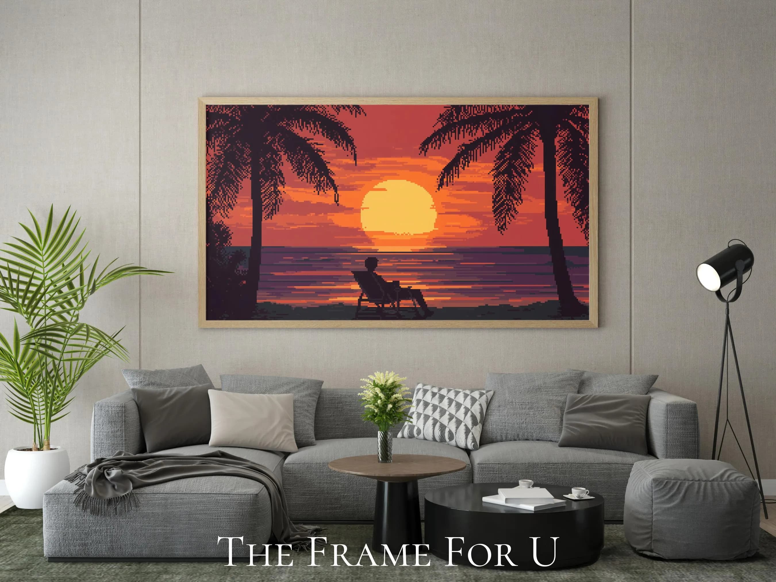 Tropical Sunset Beach Pixel Art for Samsung Frame TV (Digital Download) TV0278 - image 5