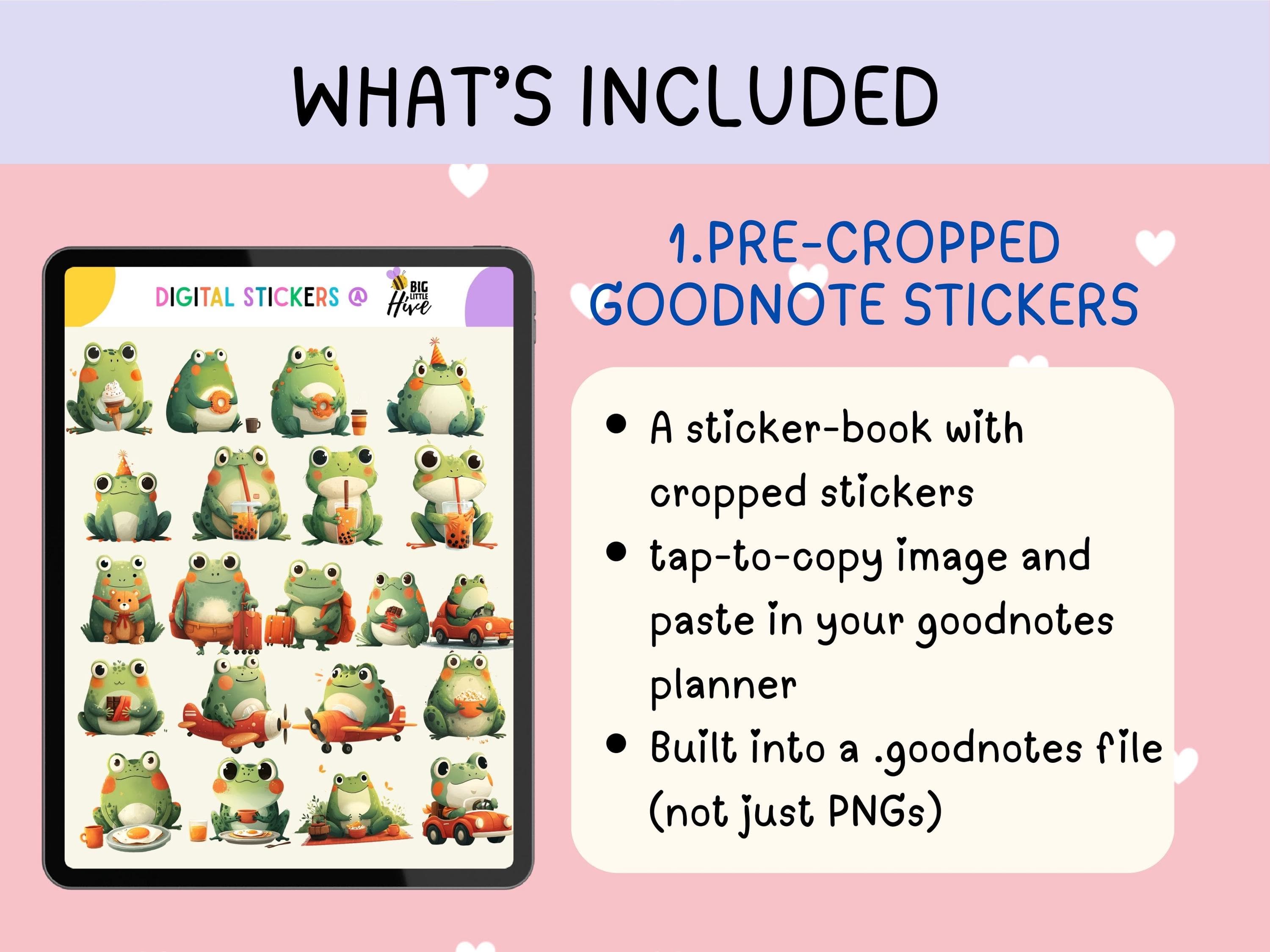 Frog Digital Stickers for GoodNotes, OneNote, Notability | Cute Frog Clipart PNG Sticker Pack | Digital Planner Stickers 300 DPI - image 4