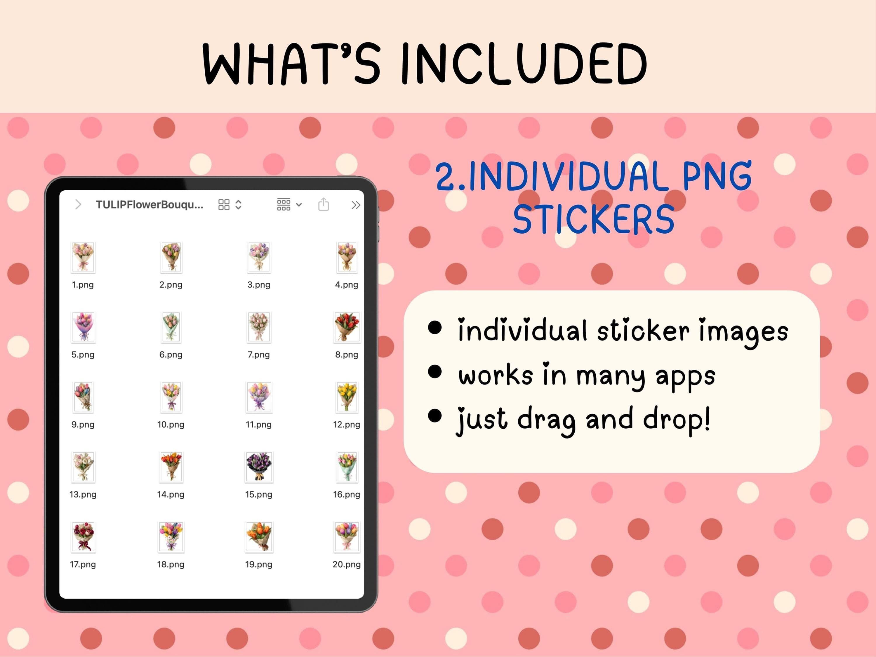 Watercolor Tulip Bouquet Digital Stickers | Cute Planner Stickers for GoodNotes, OneNote & Notability | PNG Download | Journal Scrapbooking - image 4