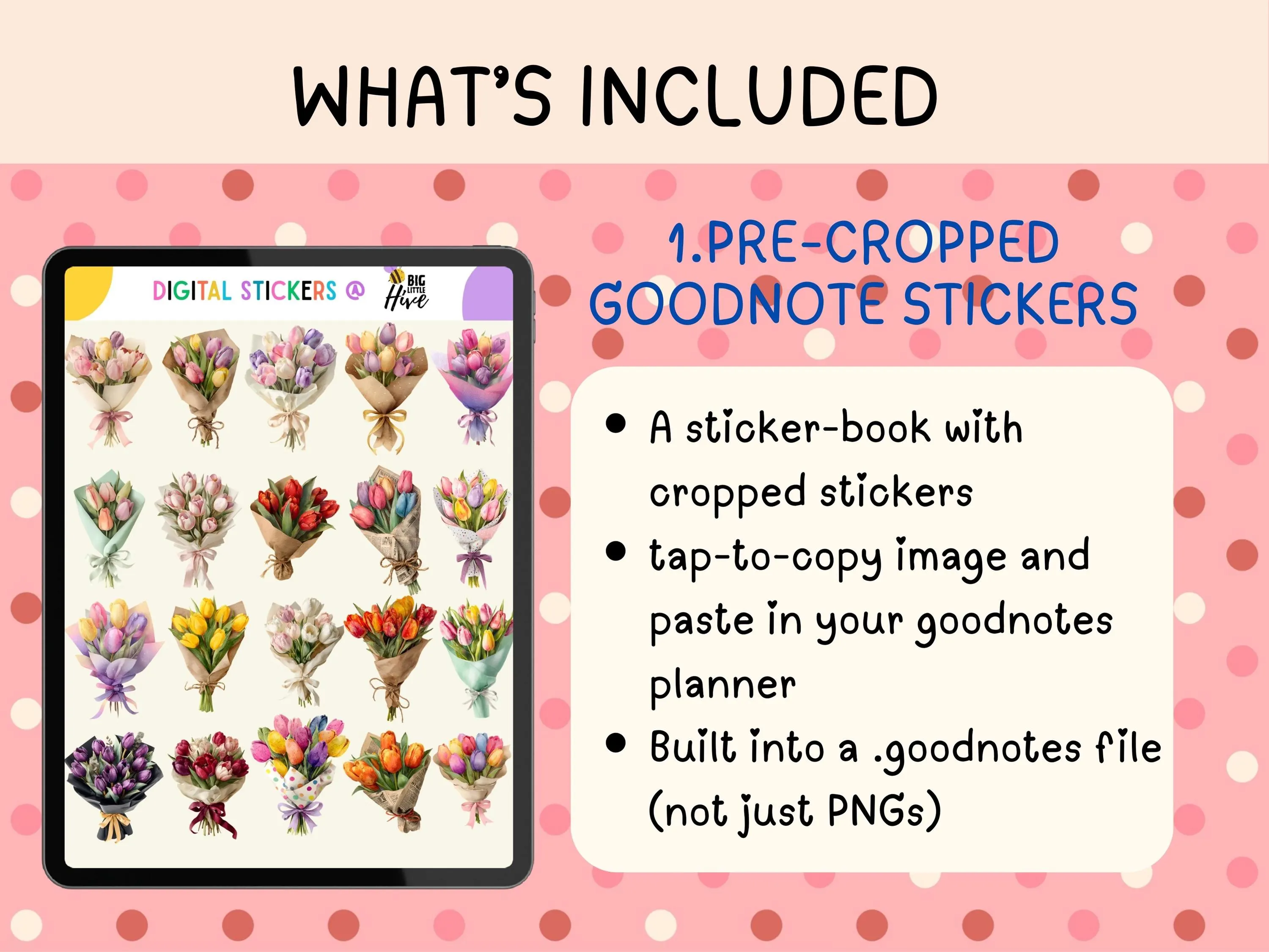 Watercolor Tulip Bouquet Digital Stickers | Cute Planner Stickers for GoodNotes, OneNote & Notability | PNG Download | Journal Scrapbooking - image 3