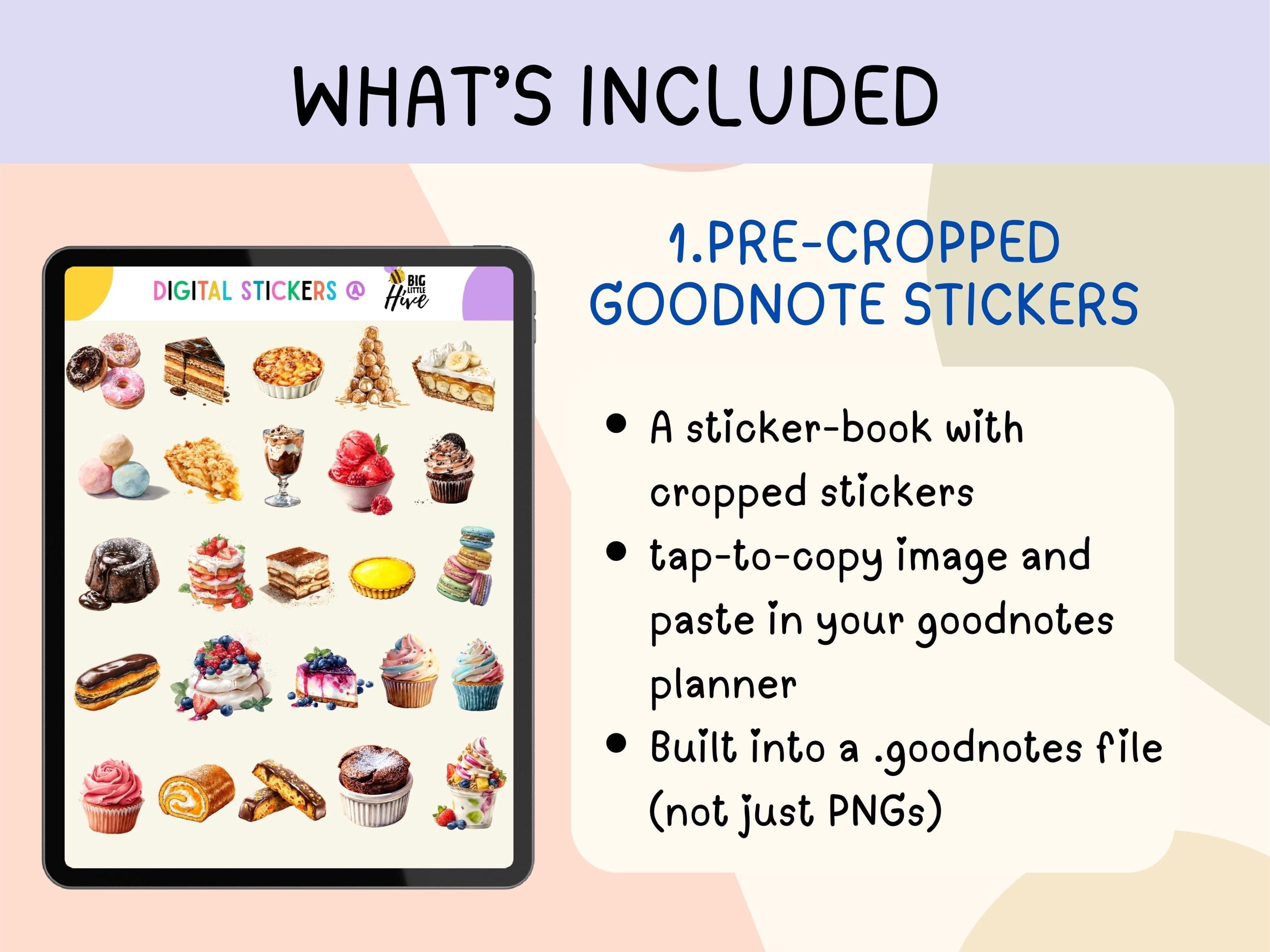 Sweet Dessert Digital Stickers | Food Planner Stickers for GoodNotes, OneNote & Notability | Cake Donut Ice Cream PNGs iPad - image 3