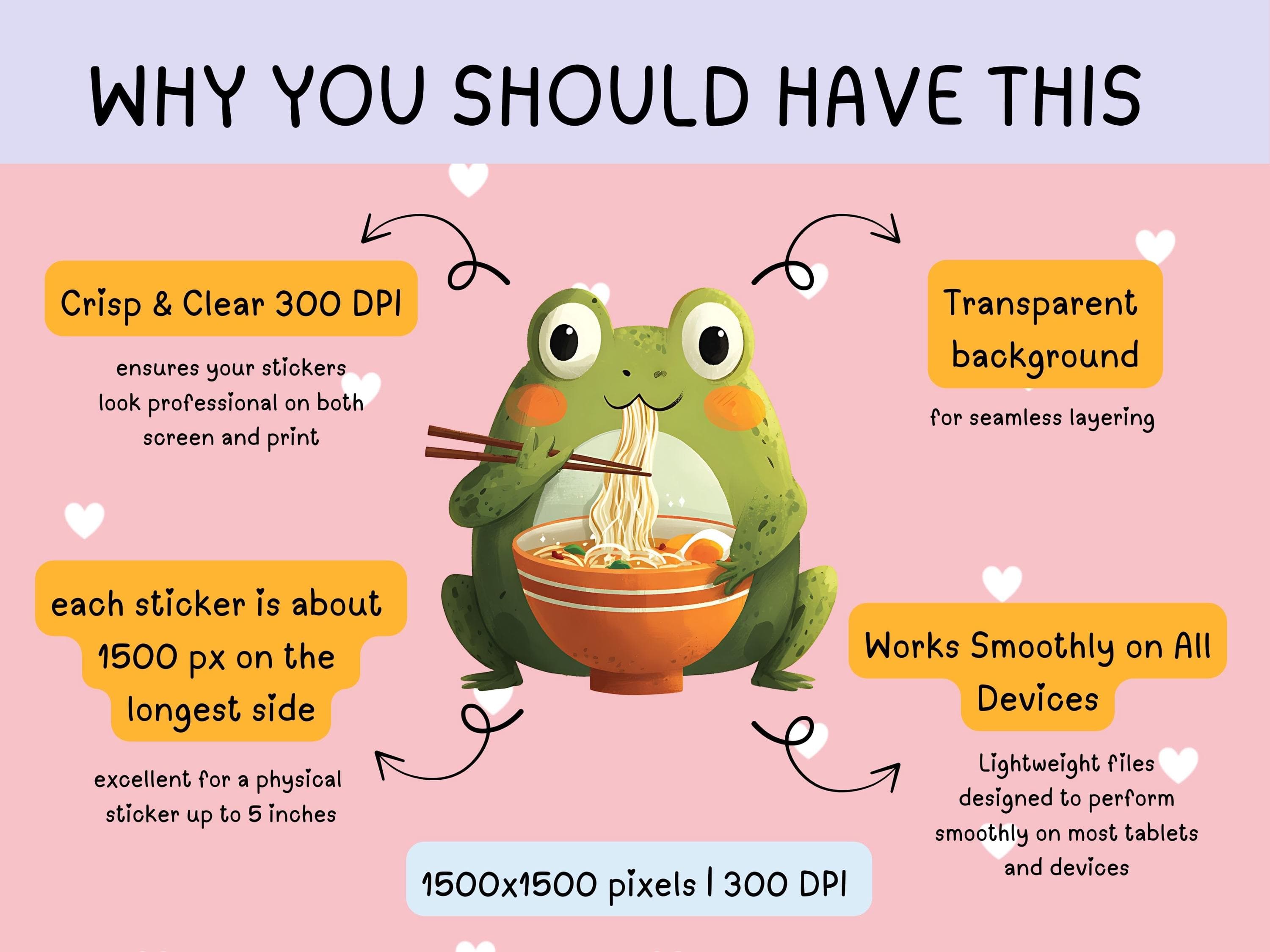Frog Digital Stickers for GoodNotes, OneNote, Notability | Cute Frog Clipart PNG Sticker Pack | Digital Planner Stickers 300 DPI - image 3