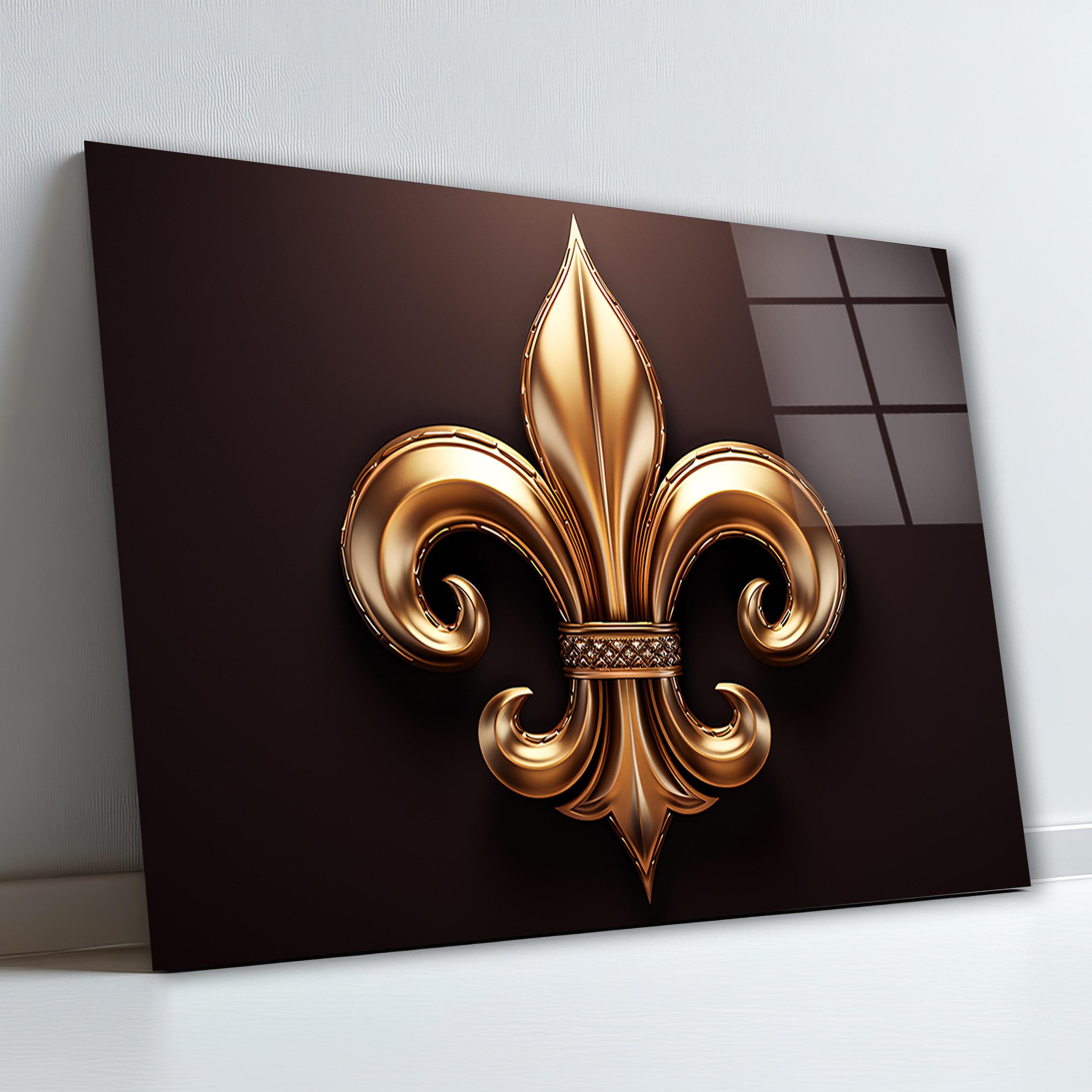 Golden Fleur De Lis Glass Wall Art, New Orleans Saints Tempered Glass Decor, Nola Wall Art, Valentine's Gifts, Wall Hangings, Glass Print
