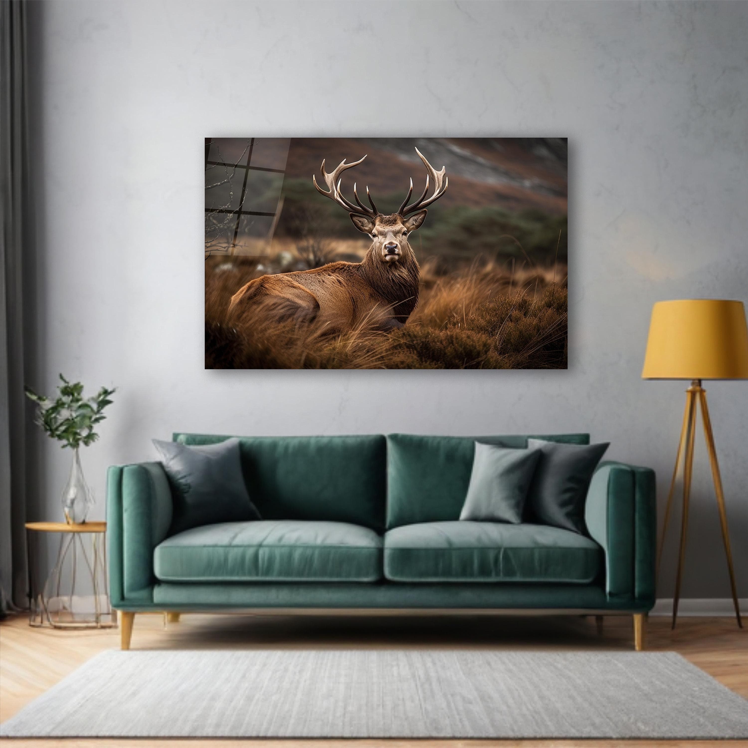 Wild Elk Glass Wall Art, Deer Tempered Glass Decor, Modern Animal Wall Art, Man Cave Decor, Office Wall Art, Christmas Gifts, Wall Hangings