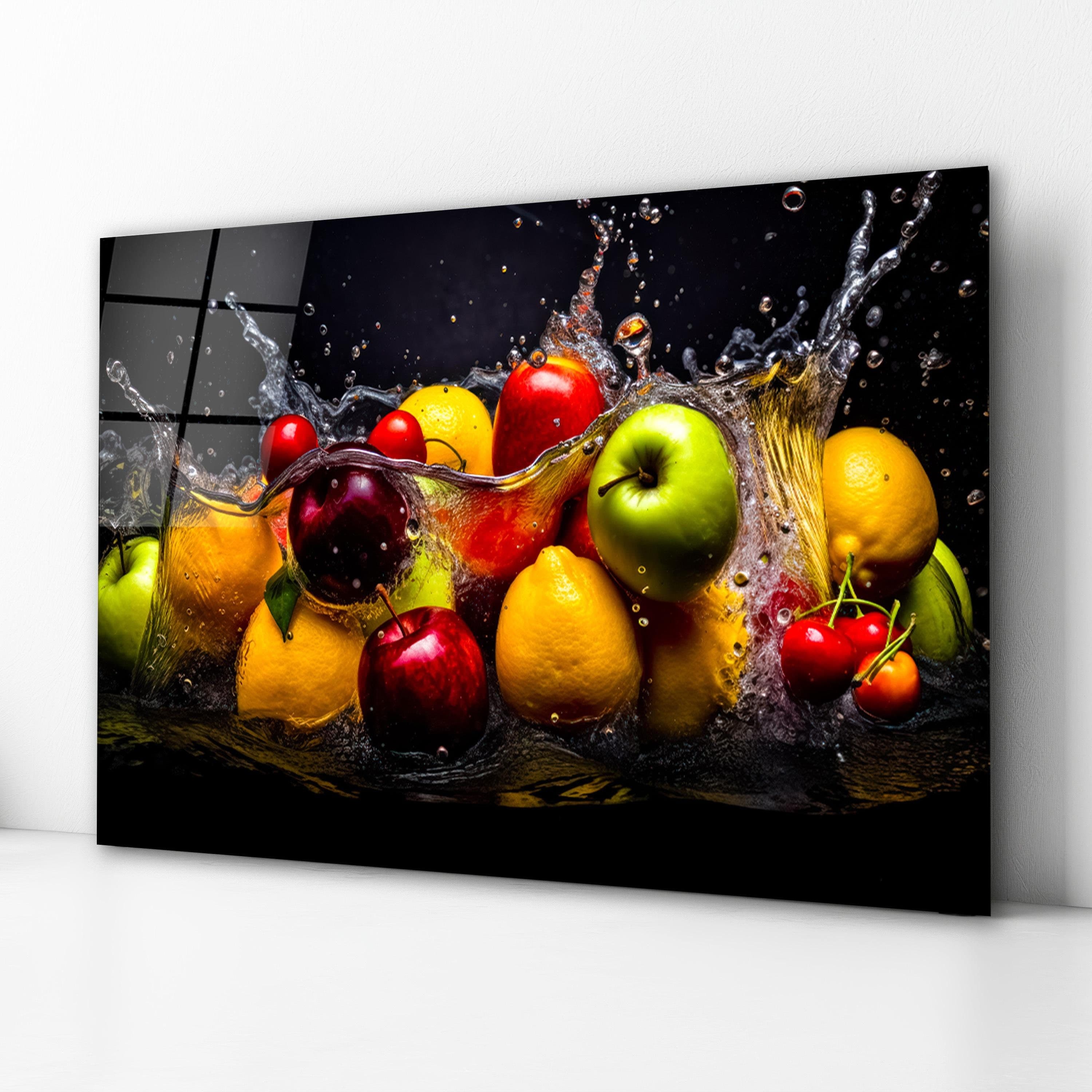 Tempered Glass Fruits Backsplash, Behind Stove Backsplash, Fruit Splashback Panel, Kitchen Wall Art, New Home Gifts, Anniversary Gifts