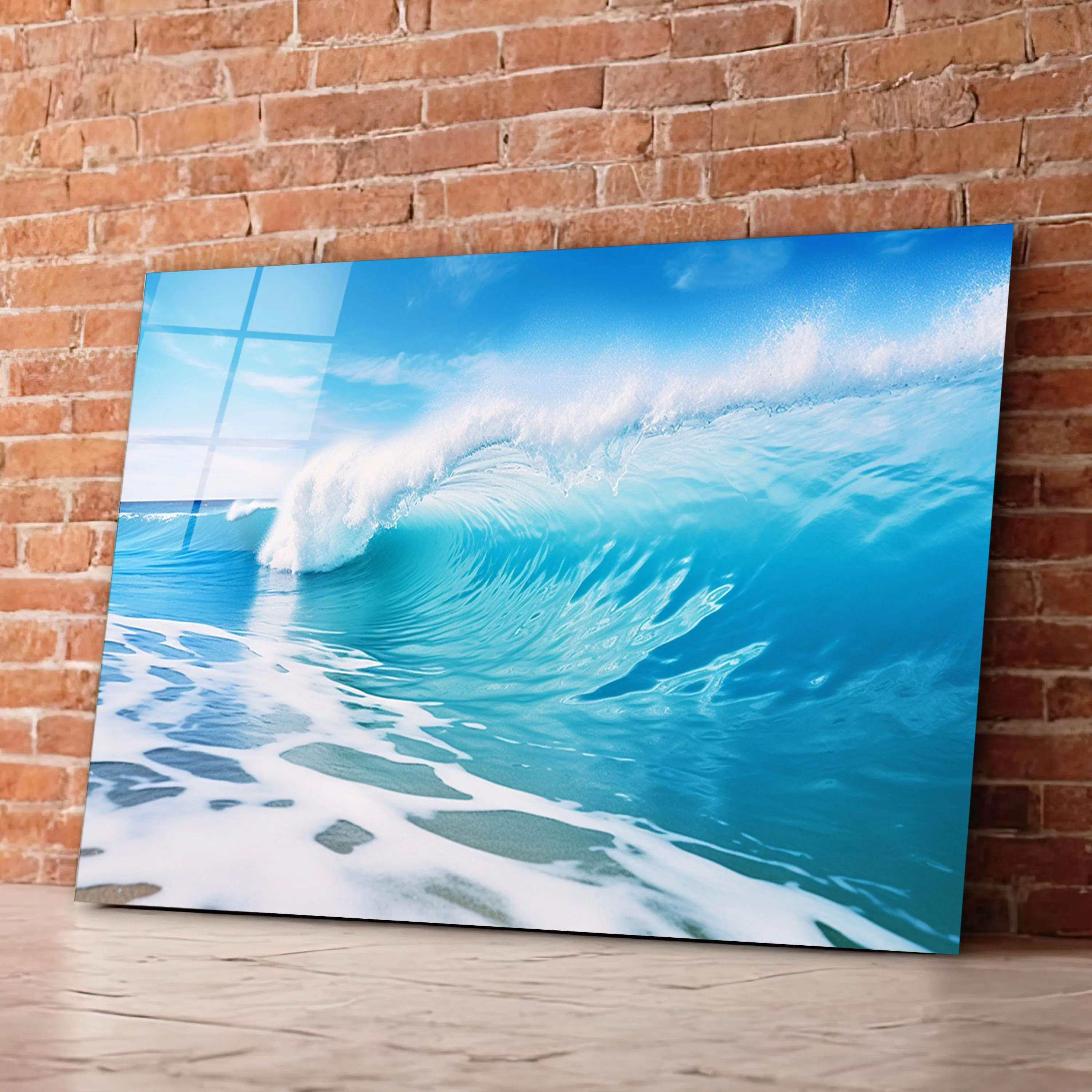 Ocean Waves Glass Wall Art, Coastal Tempered Glass Wall Decor, Beach Wall Art, New Home Gifts, Valentine's Gifts, Wall Hangings, Glass Print