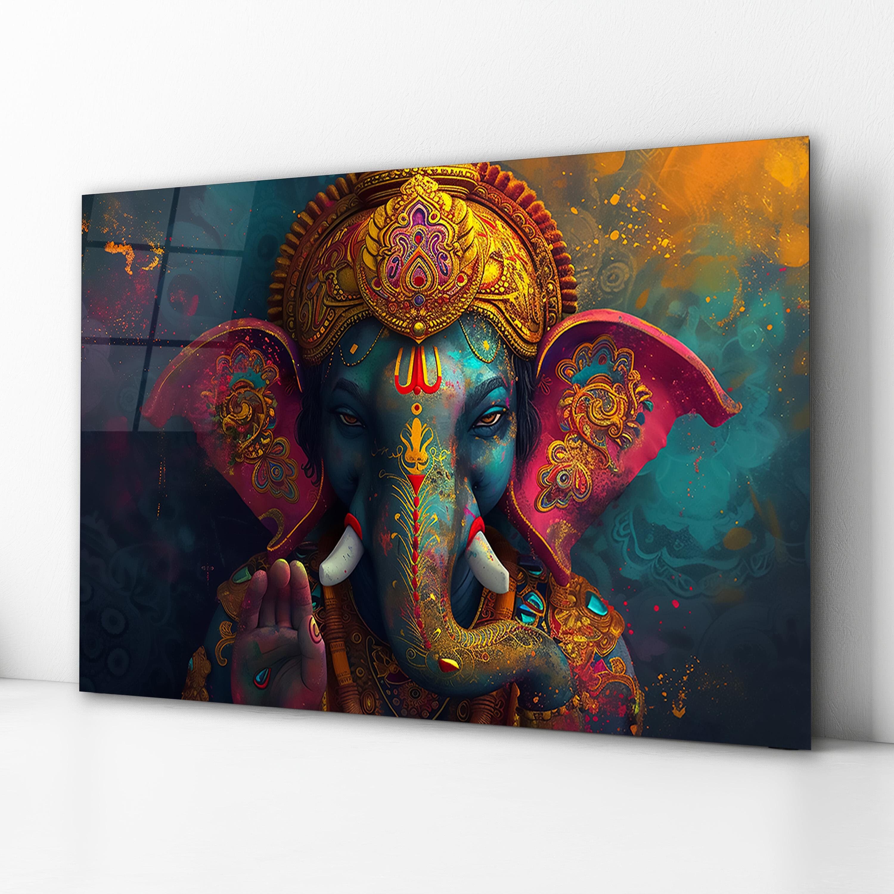 Majestic Ganesh Glass Wall Art, Lord Ganesha Tempered Glass Decor, Hindu Wall Art, Housewarming Gifts, Valentine's Gifts, Wall Hangings