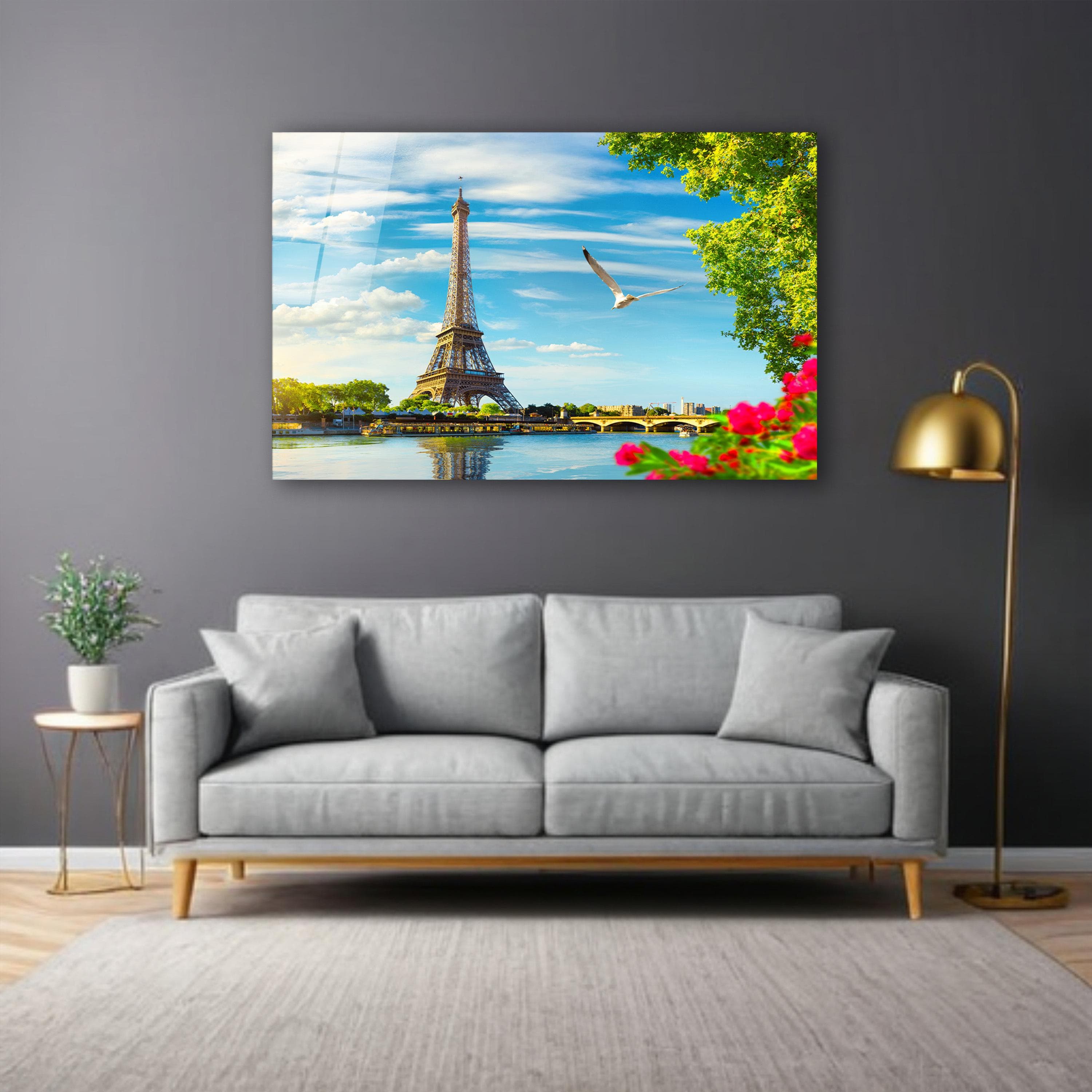 Paris Eiffel Tower Glass Wall Art, France Tempered Glass Wall Decor, Living Room Art, Christmas Gifts, Living Room Wall Art, Bedroom Decor