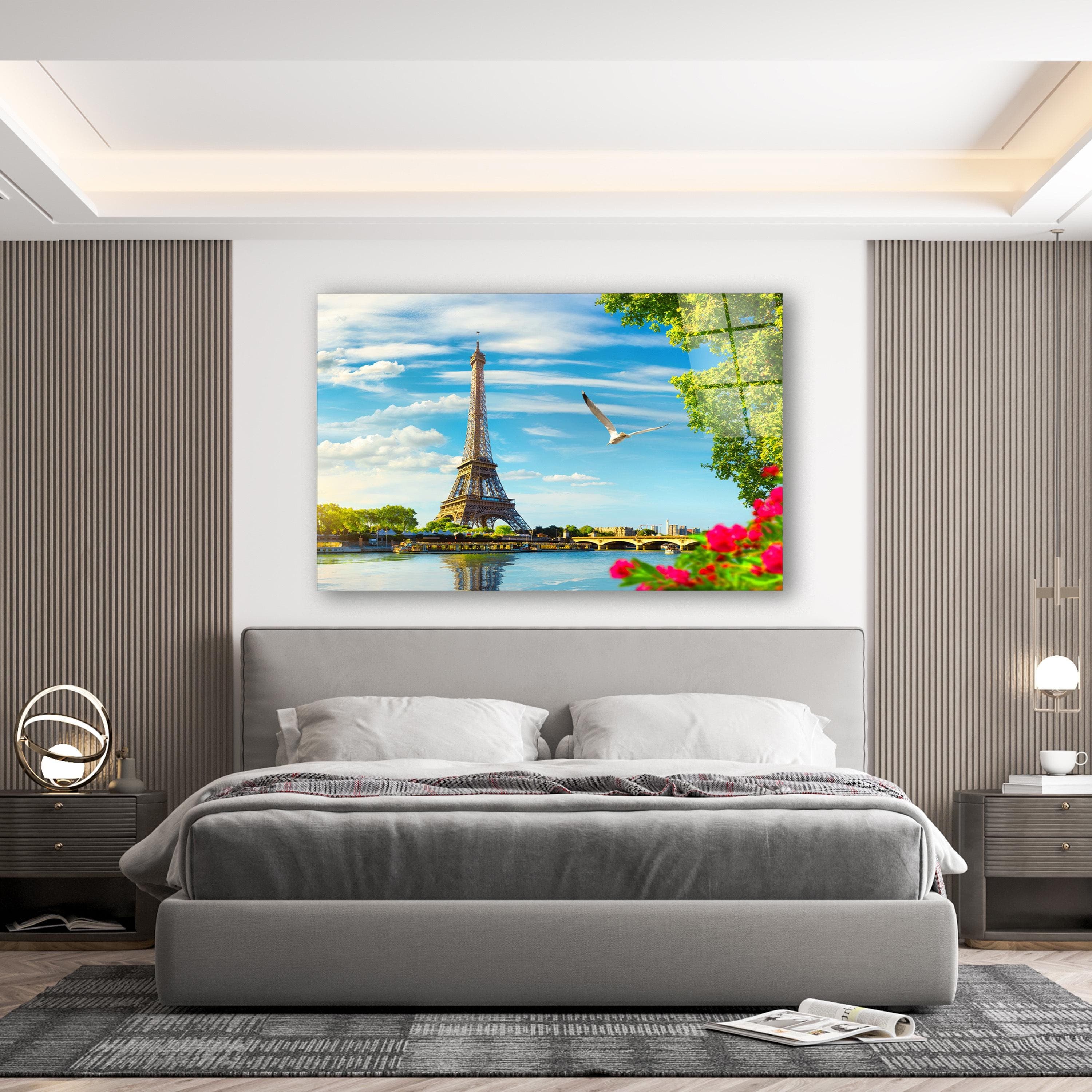 Paris Eiffel Tower Glass Wall Art, France Tempered Glass Wall Decor, Living Room Art, Christmas Gifts, Living Room Wall Art, Bedroom Decor