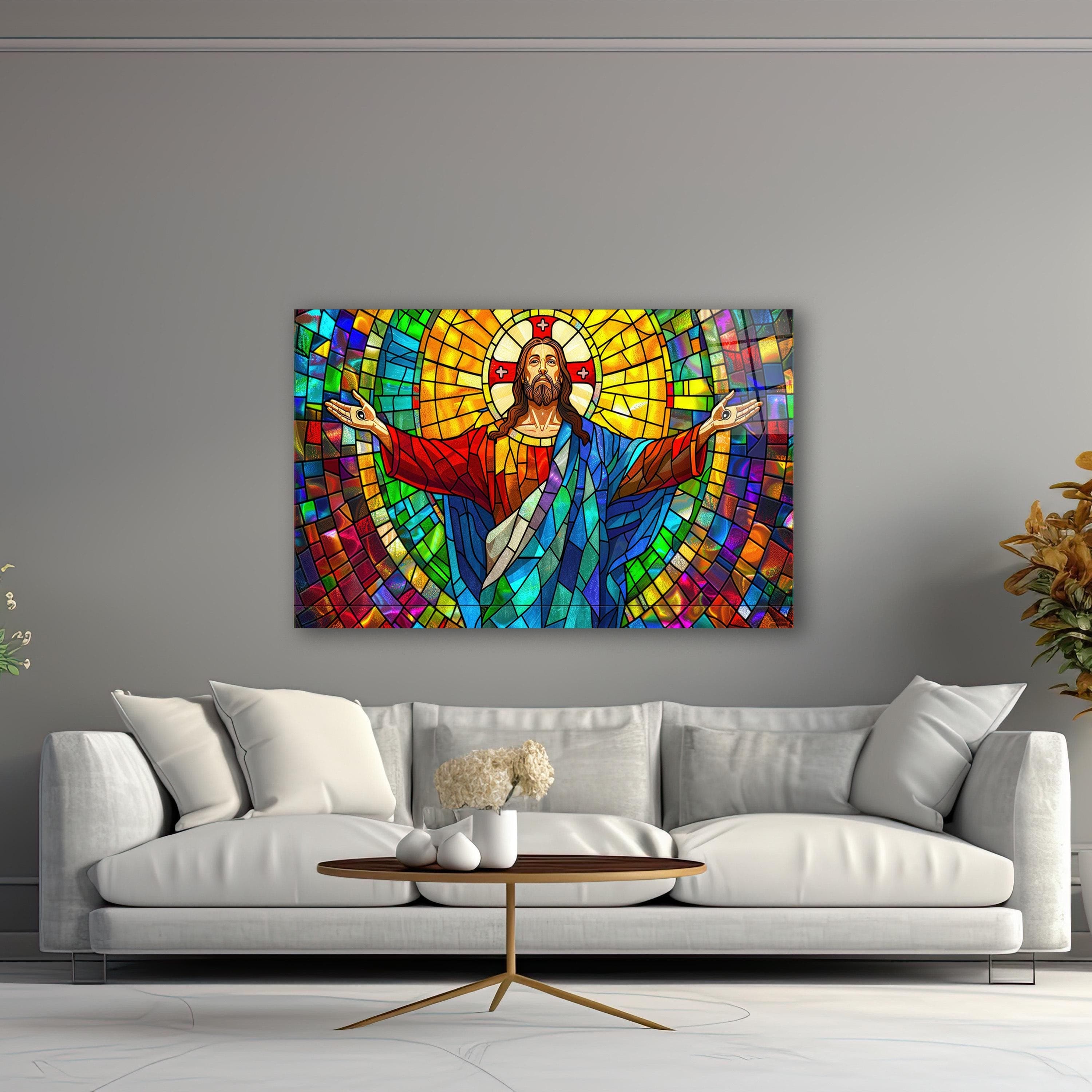 Jesus Christ Tempered Glass Wall Art, Stained Glass Effect Wall Decor, Christian Wall Art, Living Room Art, Mother's Day Gift, Wall Hanging, Religious Artwork, Faith-Inspired Home Decor, Inspirational Christian Wall Art, Elegant Religious Decor for Living Room, Unique Gift for Believers, Spiritual Wall Art for Home, Beautiful Glass Print of Jesus Christ, High-Quality Tempered Glass Christian Art, Religious Inspirational Wall Decor, Christian Gift for Special Occasions, Beautiful Religious Art
