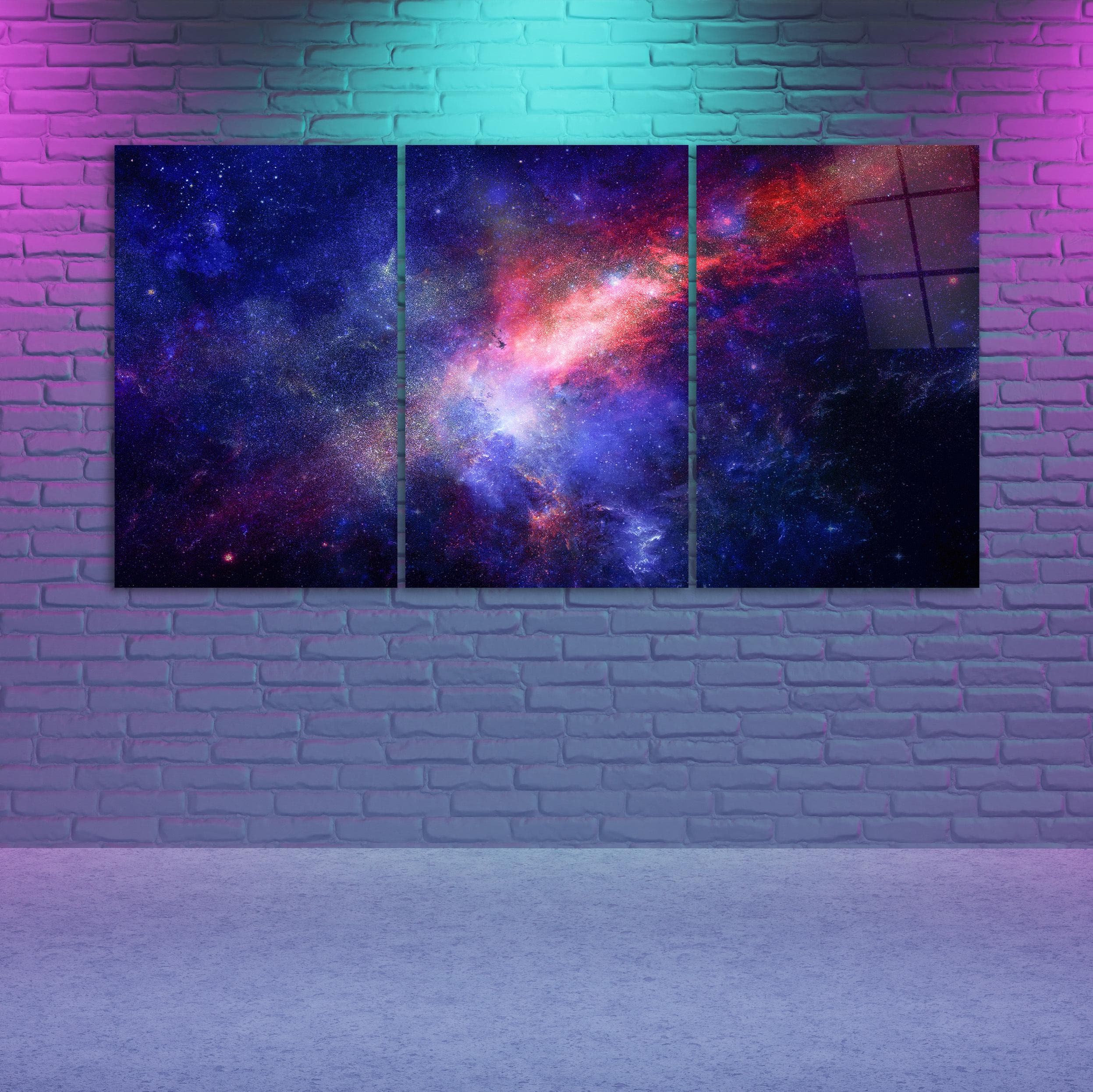 **Triple Space Glass Wall Art, 3-Panel Galaxy Wall Decor, Triptych Stars Tempered Glass Print, Living Room Art, Game Room Decor, Wall Hangings, Stunning Cosmic Glass Art, Vibrant Starry Night Wall Decor, Modern Galaxy Themed Art, Beautiful 3-Piece Space Print, Astronomical Wall Art for Living Room, Unique Space-Inspired Home Decor, Perfect Gift for Stargazers and Science Lovers, Contemporary Space Decor for Game Rooms and Bedrooms