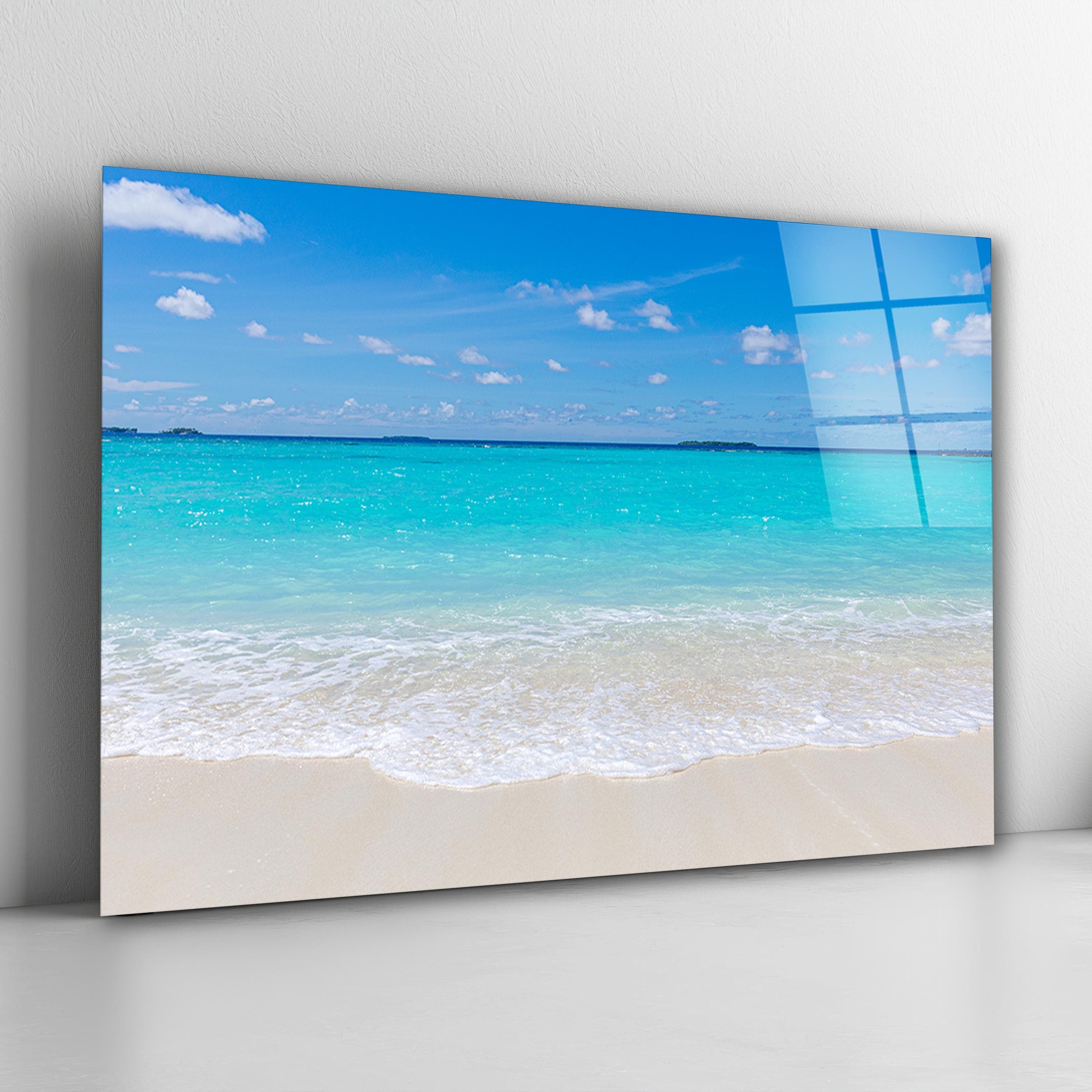 Ocean Glass Wall Art, Coastal Tempered Glass Wall Decor, Living Room Design, Wall Hangings, Anniversary Gift, Above Bed Art, Glass Printing