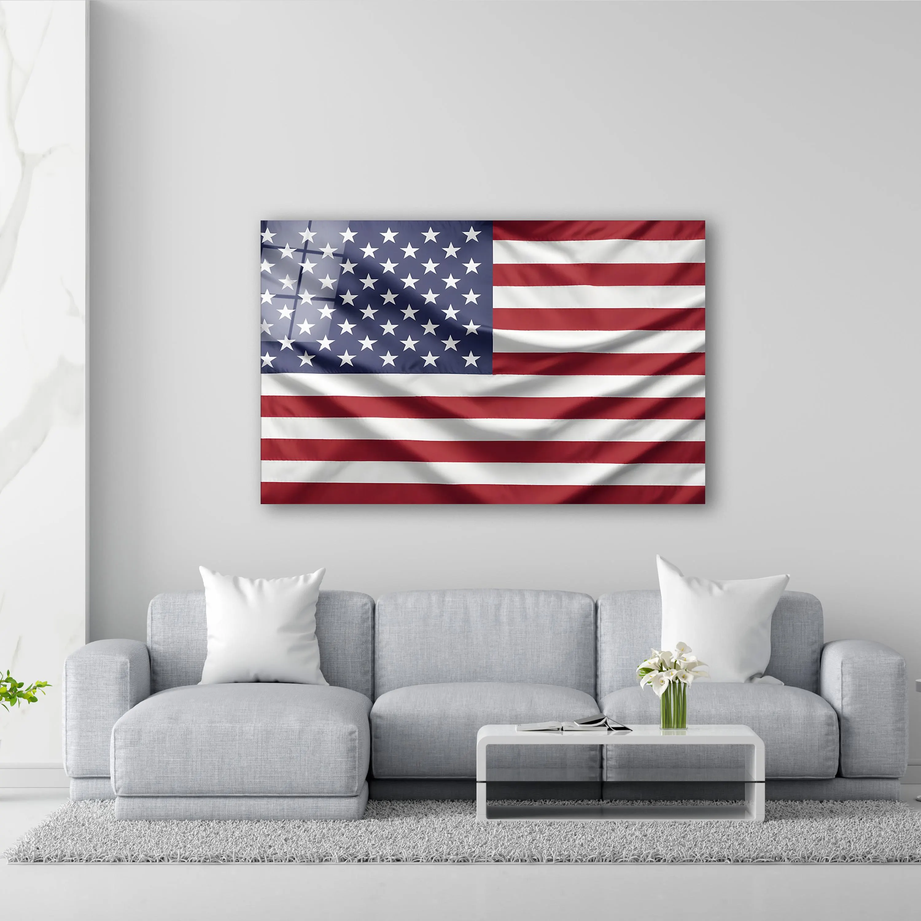 Independence Day Tempered Glass Wall Art, Patriotic USA Flag, America Anniversary Decor, 4th of July Statement Piece, Housewarming Gift