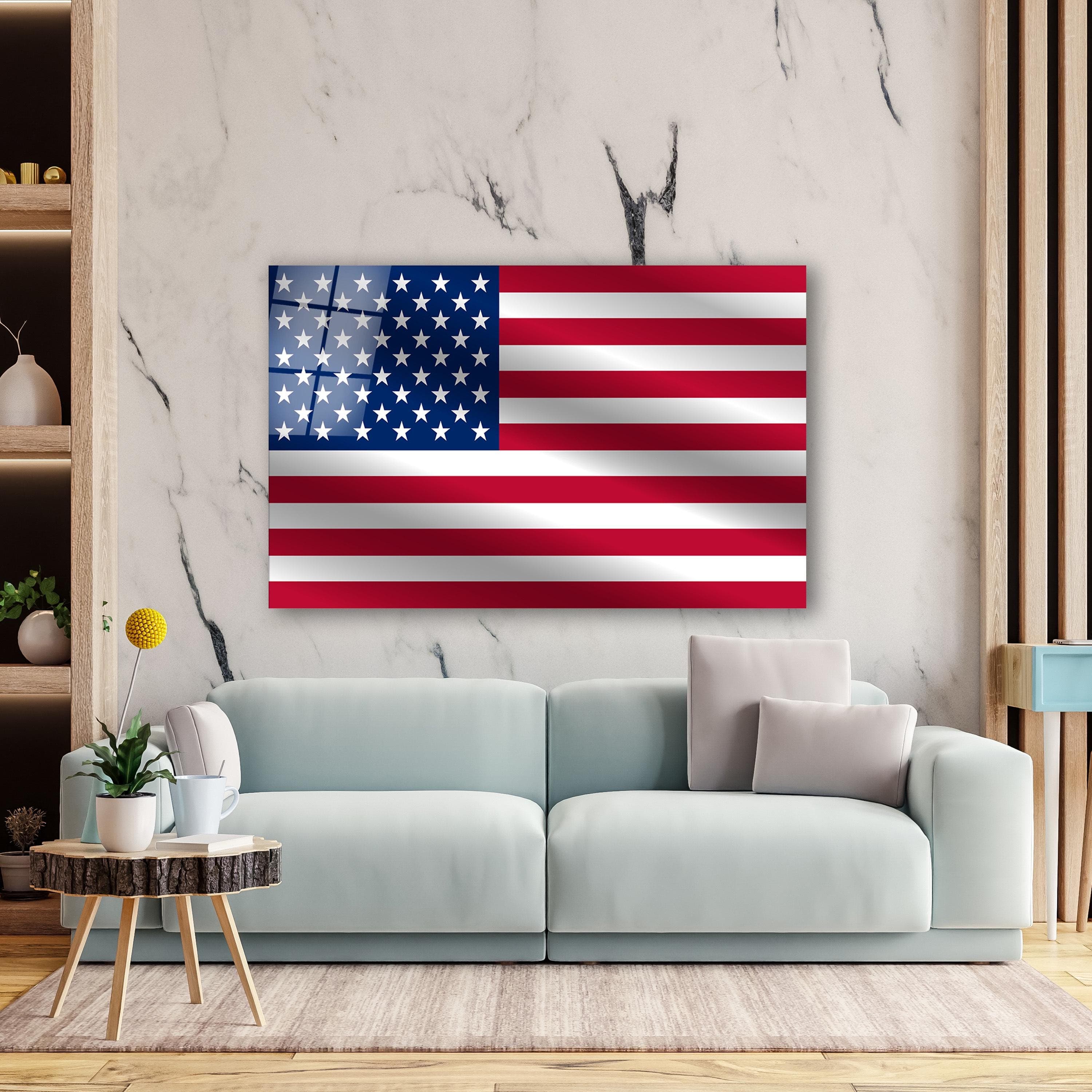 American Flag Glass Wall Art, USA Flag Tempered Glass Wall Decor, Living Room Wall Art, Patriotic Gifts, Wall Hangings, Glass Printings