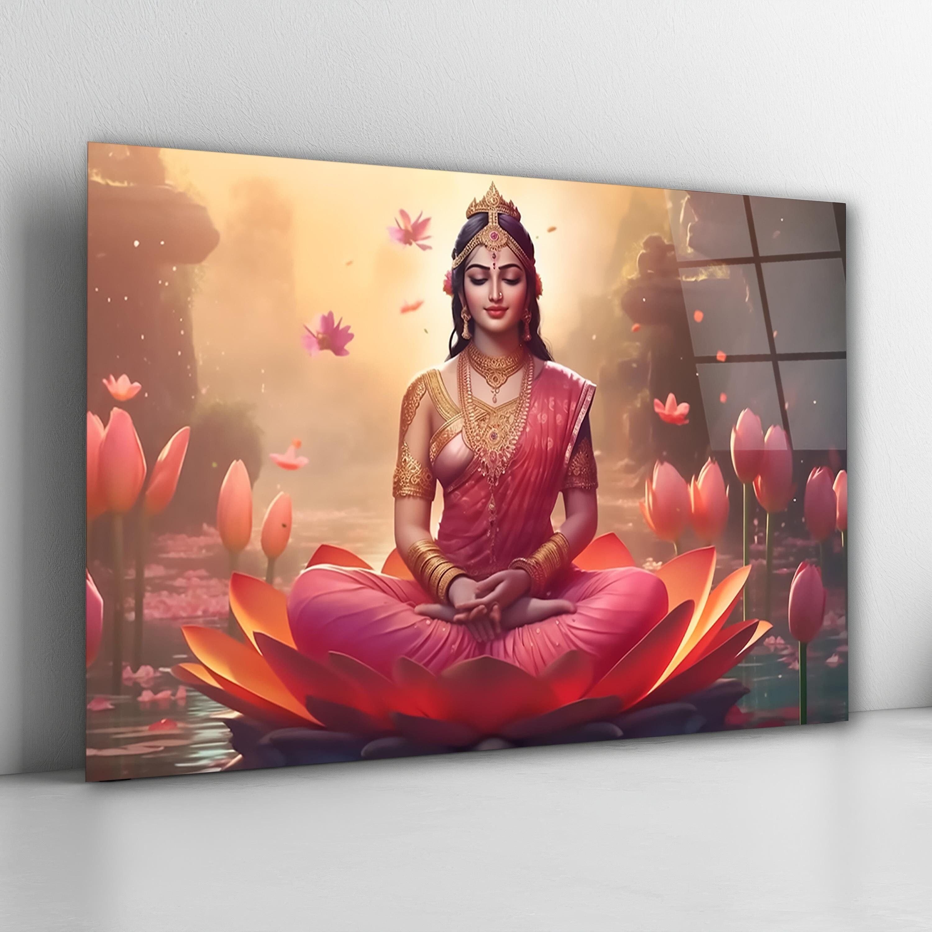 Hindu Goddess Tempered Glass Wall Art, Spiritual Glass Wall Decor, Valentine's Gifts, Gifts For Her, Housewarming Gifts, Wall Hangings