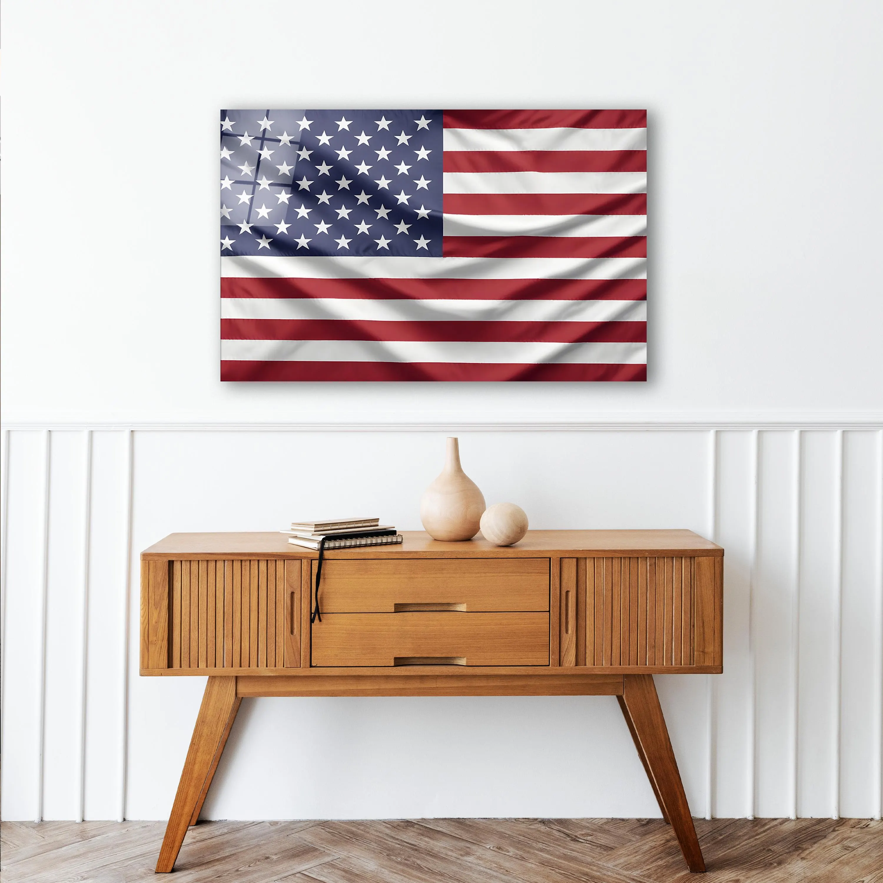 Independence Day Tempered Glass Wall Art, Patriotic USA Flag, America Anniversary Decor, 4th of July Statement Piece, Housewarming Gift