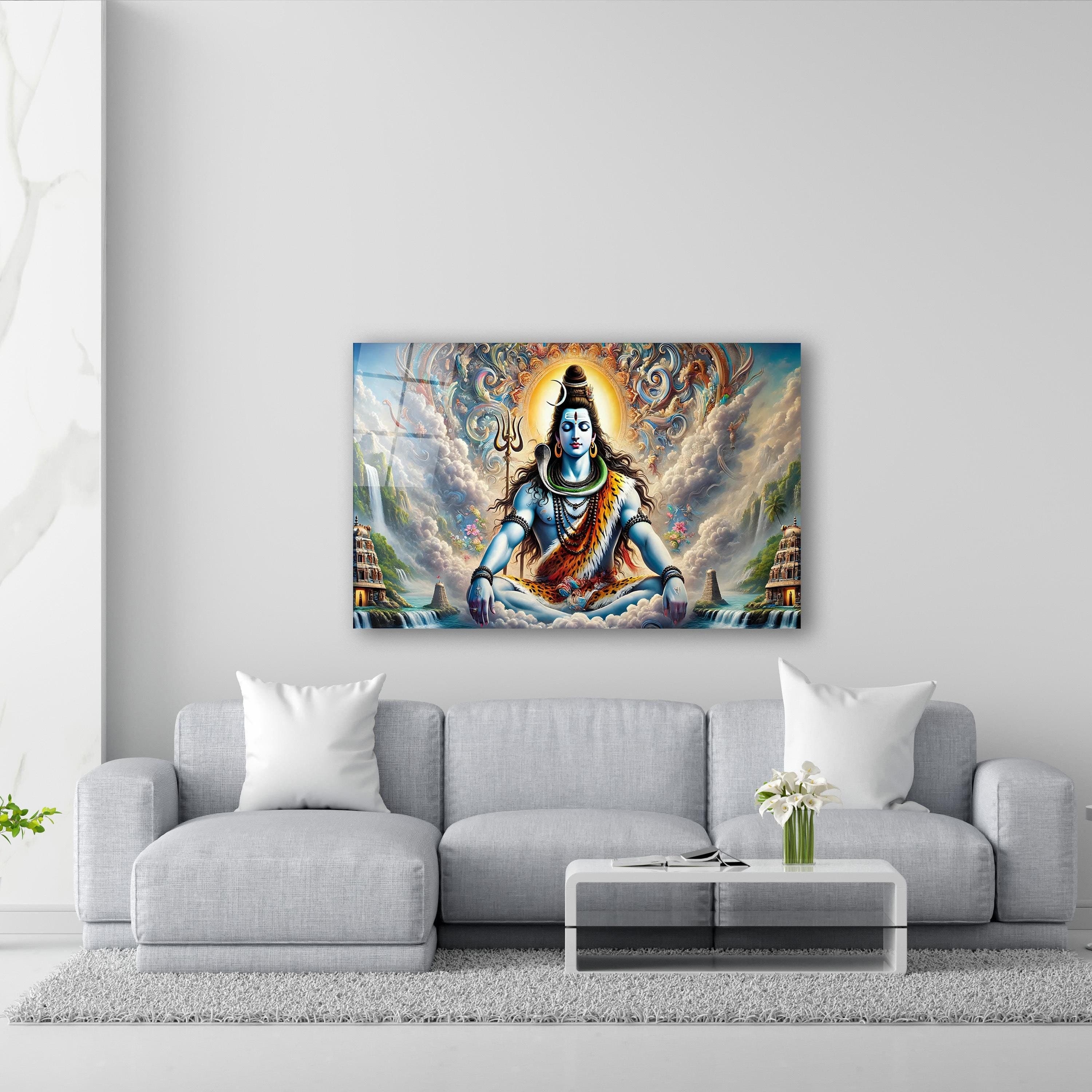 Lord Shiva Glass Wall Art, Shiva Tempered Glass Decor, Hindu God Wall Art, Hindu Gifts, Christmas Gifts, New Home Gifts, Wall Hangings