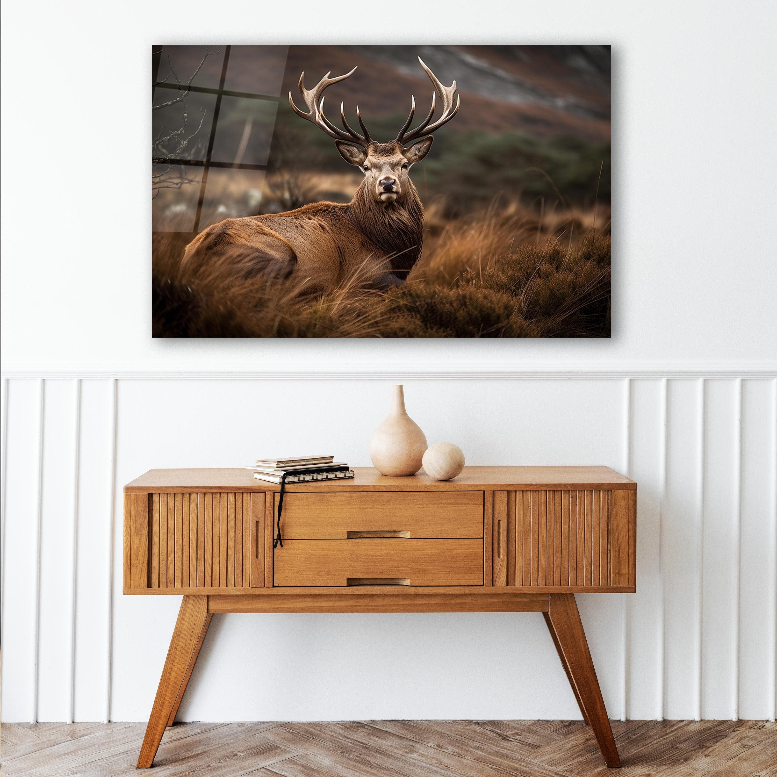 Wild Elk Glass Wall Art, Deer Tempered Glass Decor, Modern Animal Wall Art, Man Cave Decor, Office Wall Art, Christmas Gifts, Wall Hangings