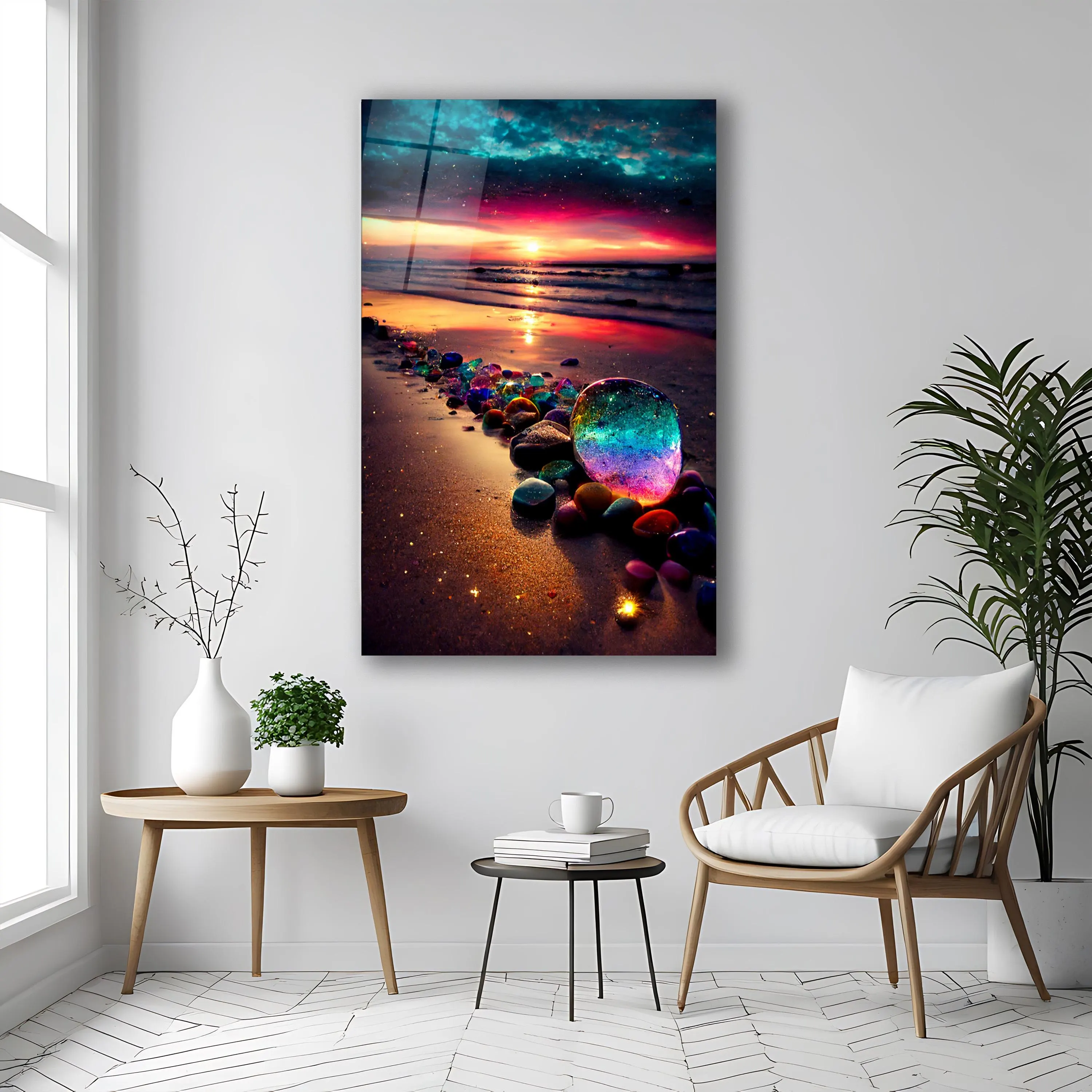 Beach Pebbles Glass Wall Art, Coastal Tempered Glass Decor, Colorful Pebbles Art, Living Room Art, New Home Gifts, Wall Hanging, Glass Print