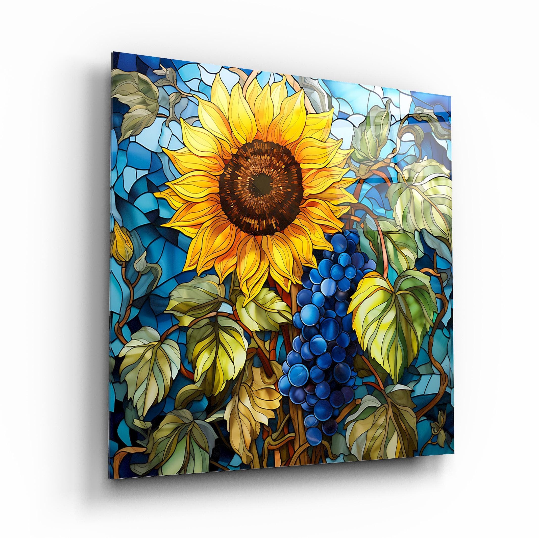 Sunflower Wall Decor, Tempered Glass Floral Wall Art, Stained Glass Effect Sunflower Glass Print, Mother's Day Gifts, Housewarming Gifts, Vibrant Sunflower Glass Wall Art, Beautiful Tempered Glass Floral Decor, Stained Glass Effect Sunflower Print for Living Room or Bedroom, Perfect Mother’s Day and Housewarming Gift, Elegant Floral Wall Hanging with Warm Tones, Nature-Inspired Glass Art to Brighten Your Home, Timeless Sunflower Decor for Any Room, Bring Natural Beauty into Your Space