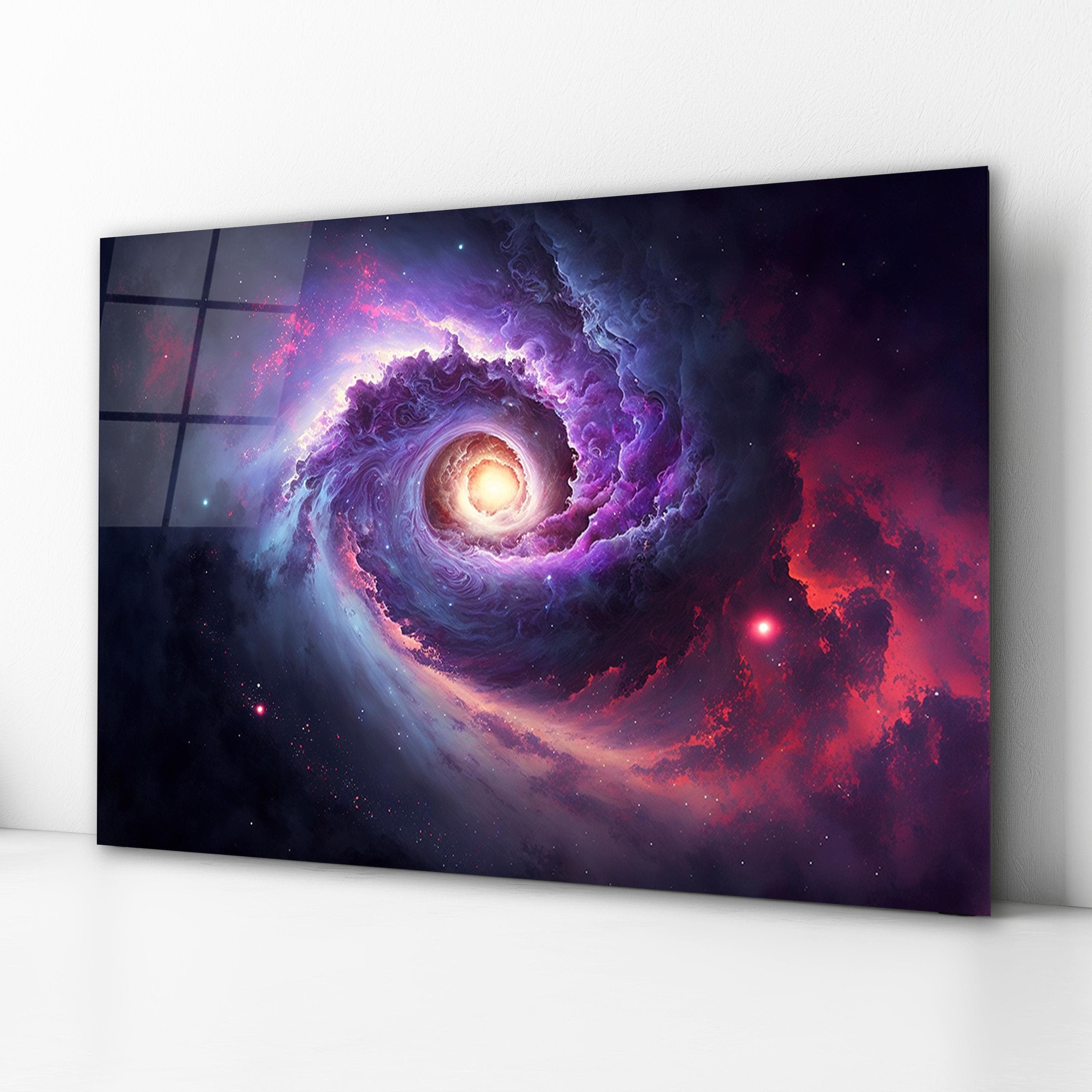 Galaxy Tempered Glass Wall Art, Space Wall Decor, Cosmos Wall Art, Graduation Gifts, Office Wall Art, Interior Design Ideas, Wall Hangings