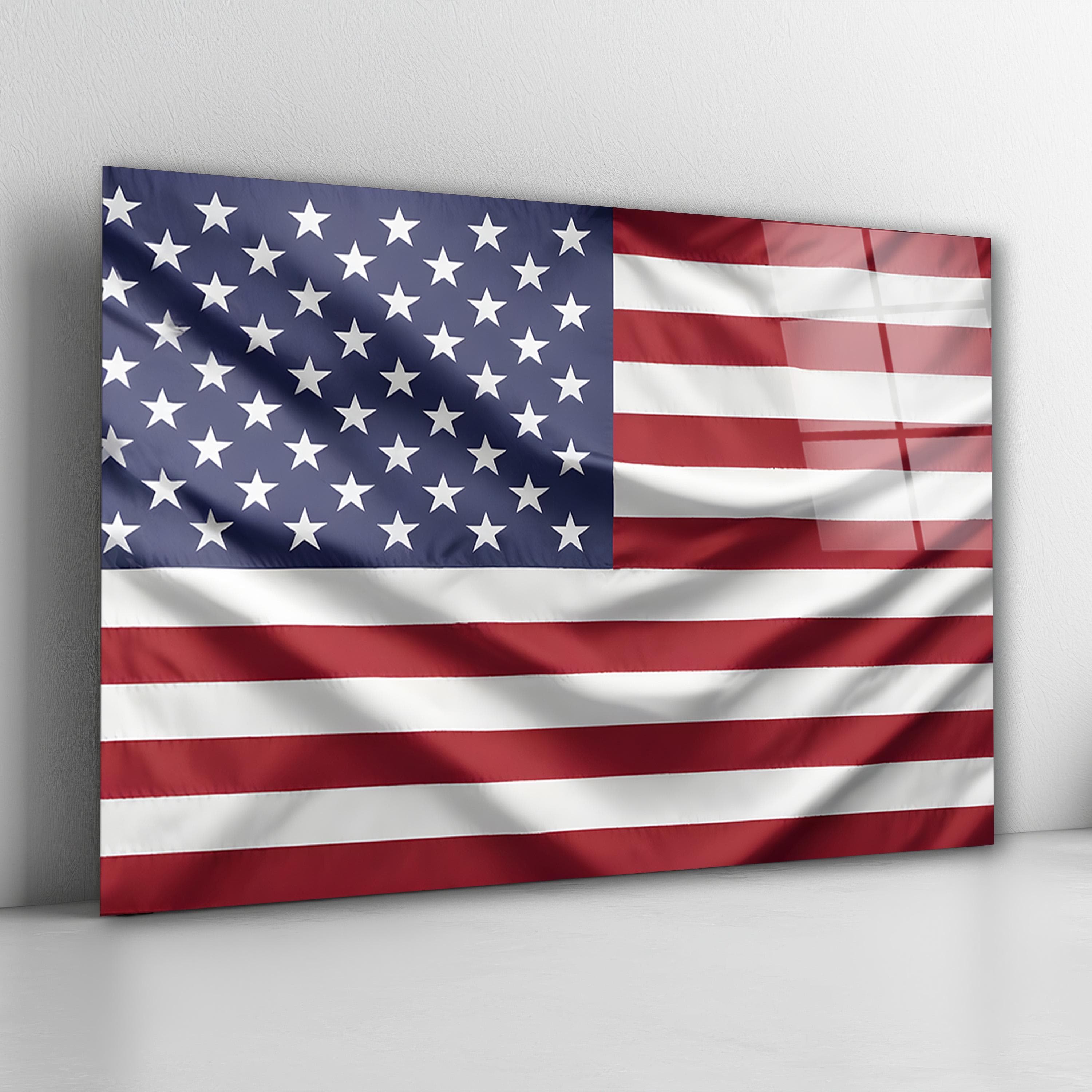 Independence Day Tempered Glass Wall Art, Patriotic USA Flag, America Anniversary Decor, 4th of July Statement Piece, Housewarming Gift