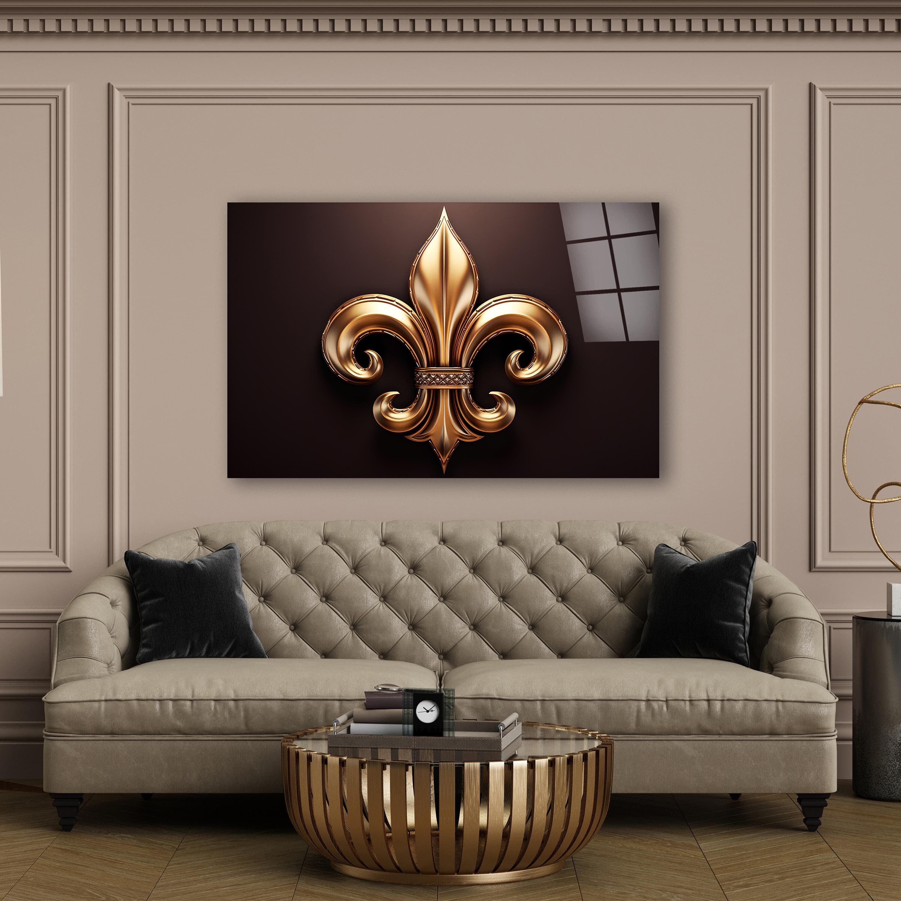 Golden Fleur De Lis Glass Wall Art, New Orleans Saints Tempered Glass Decor, Nola Wall Art, Housewarming Gifts, Wall Hangings, Glass Print