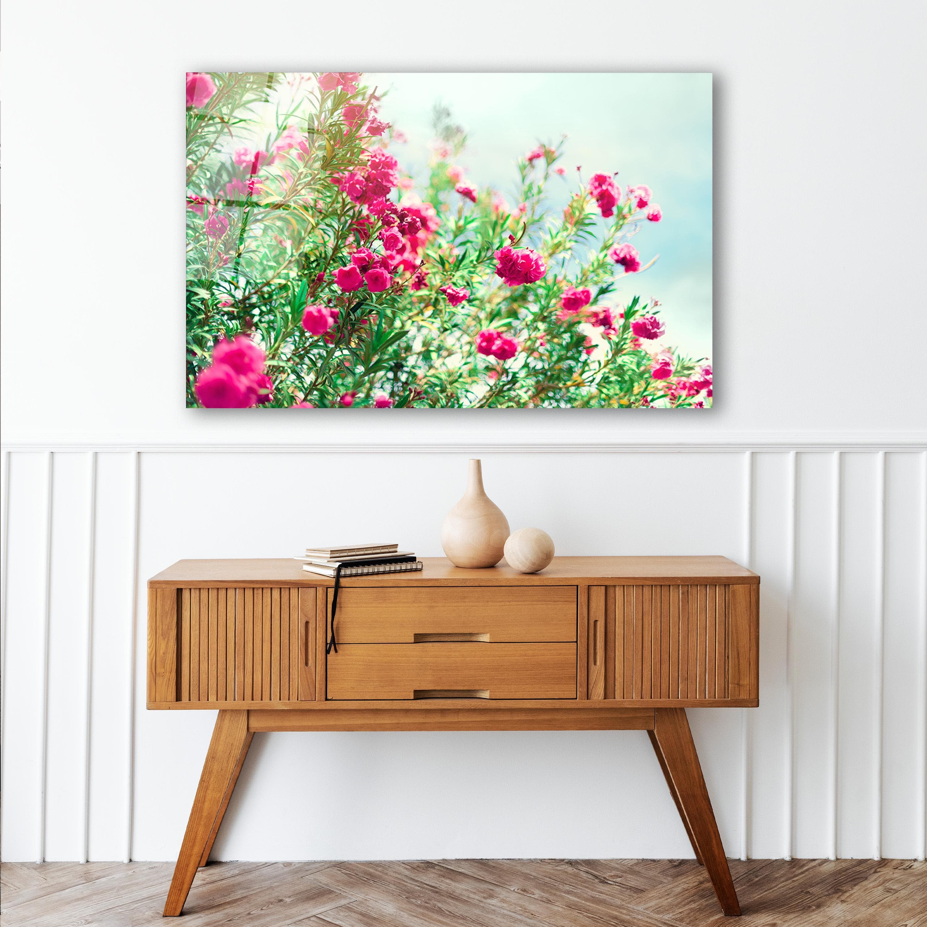 Pink Flowers Glass Wall Art, Tempered Glass Wall Decor, Wedding Gifts, Wall Hangings, Living Room Decor, New Home Gifts, Large Wall Art