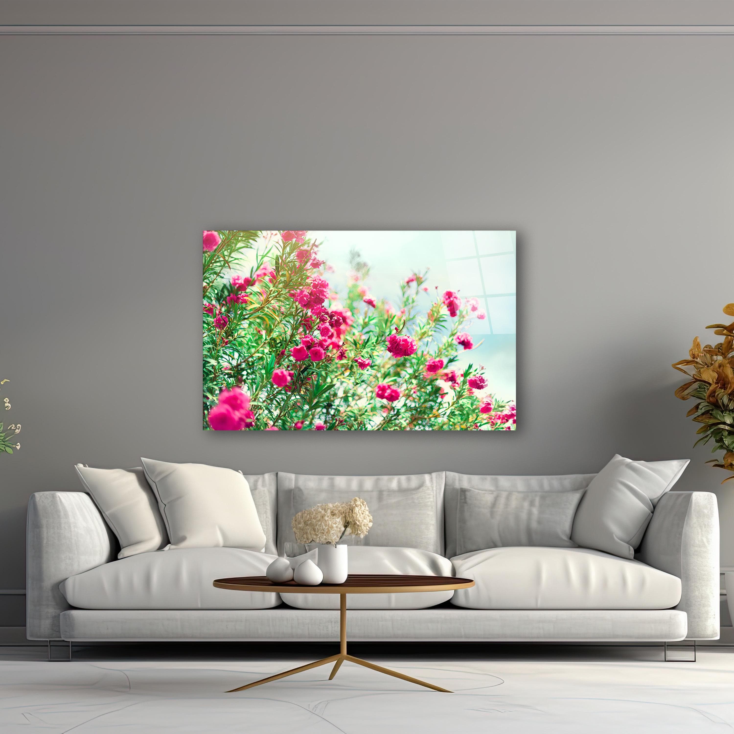 Pink Flowers Glass Wall Art, Tempered Glass Wall Decor, Wedding Gifts, Wall Hangings, Living Room Decor, New Home Gifts, Large Wall Art