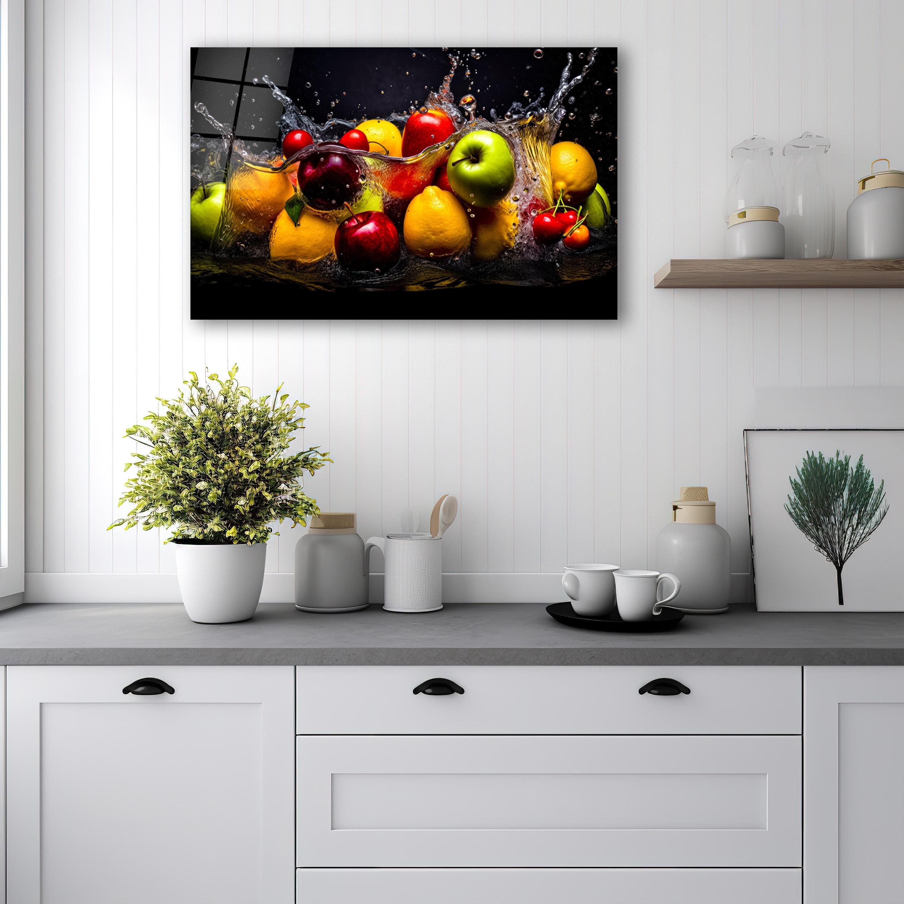 Tempered Glass Fruits Backsplash, Behind Stove Backsplash, Fruit Splashback Panel, Kitchen Wall Art, Housewarming Gifts, Anniversary Gifts