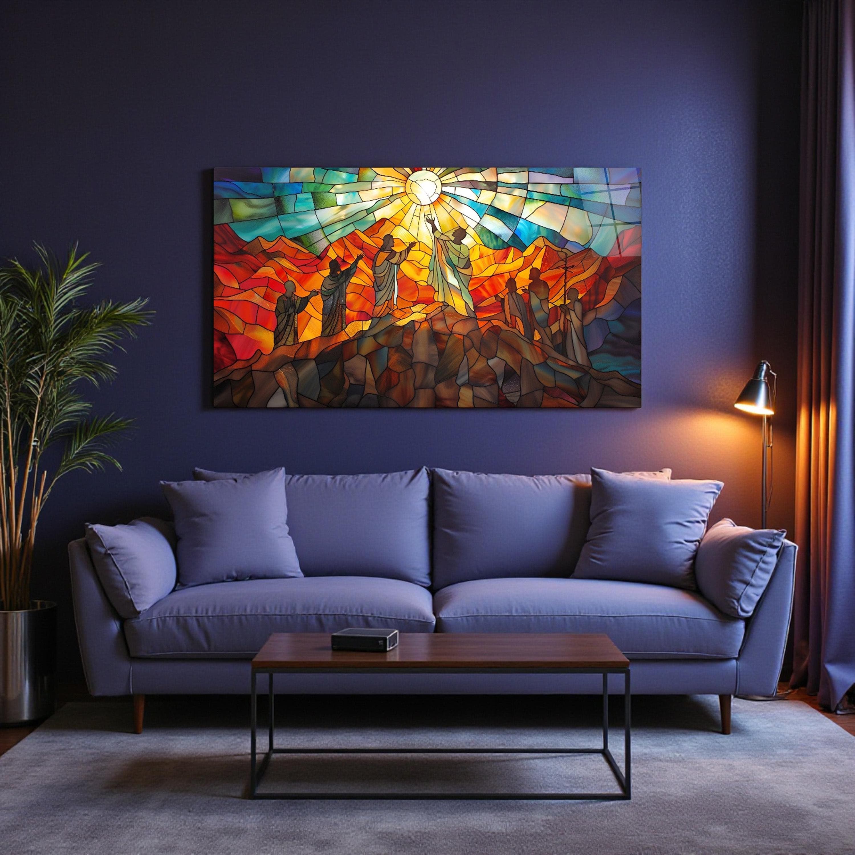Transfiguration of Jesus with Moses Tempered Glass Wall Art, Stained Glass Effect, Christian Wall Art, Living Room Art, Mother's Day Gift - image 4