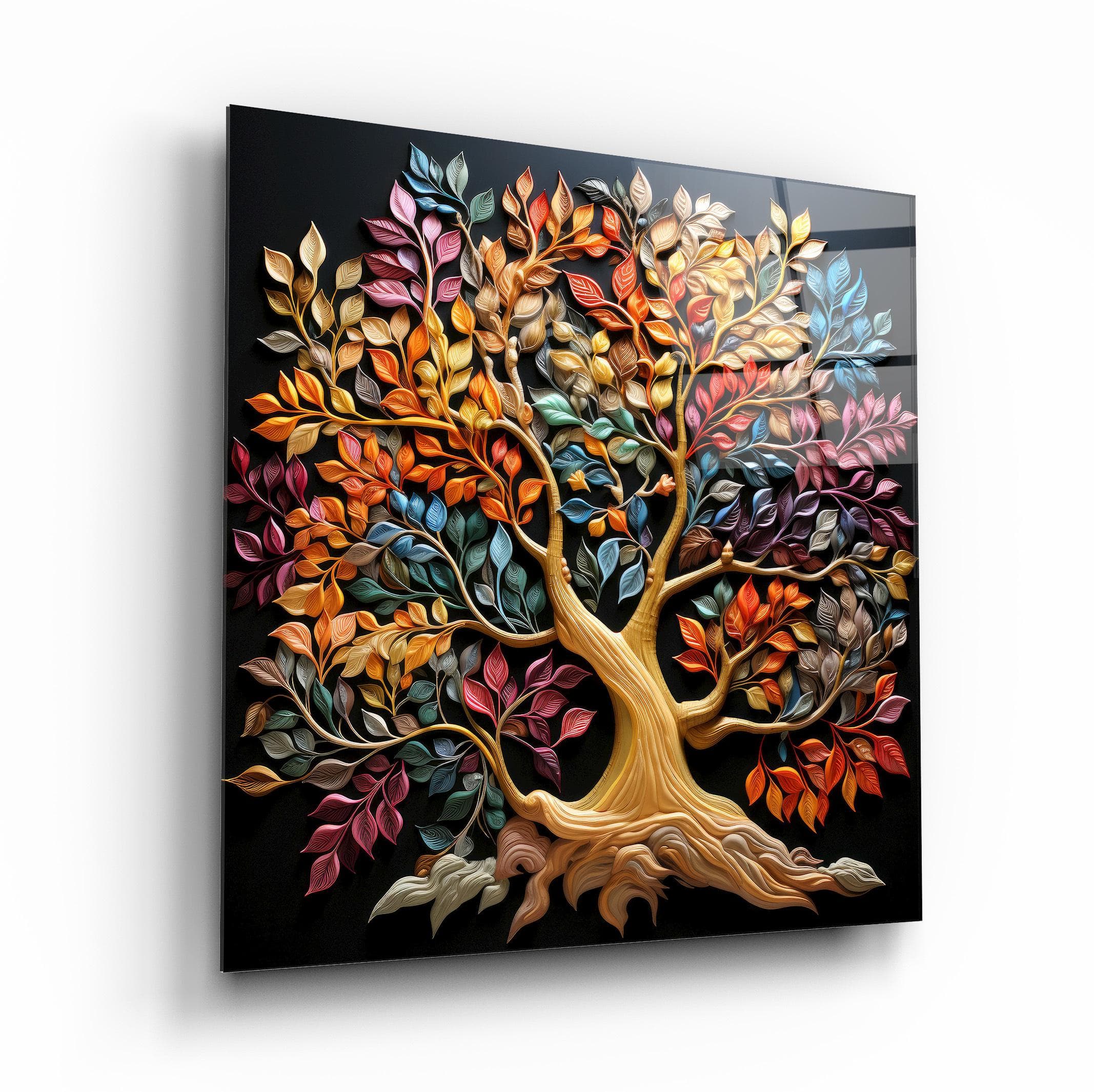 Tree of Life Glass Wall Art, Tempered Glass Colorful Tree Wall Decor, Modern Glass Print, Living Room Art, Anniversary Gifts, Wall Hangings