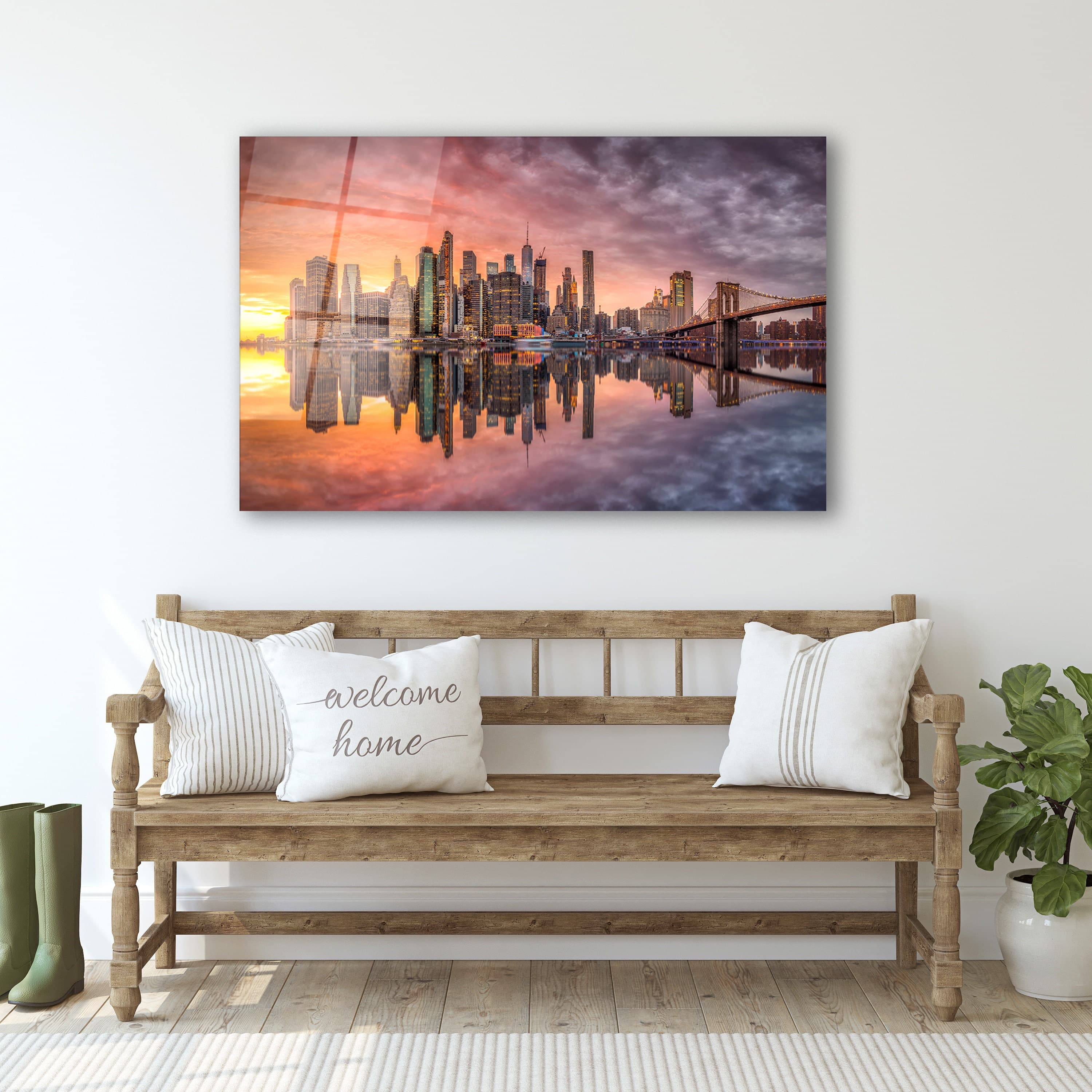 New York City Skyline Glass Wall Art, NYC Tempered Glass Wall Decor, Living Room Wall Art, Office Wall Art, Gifts For Him, Modern Wall Decor