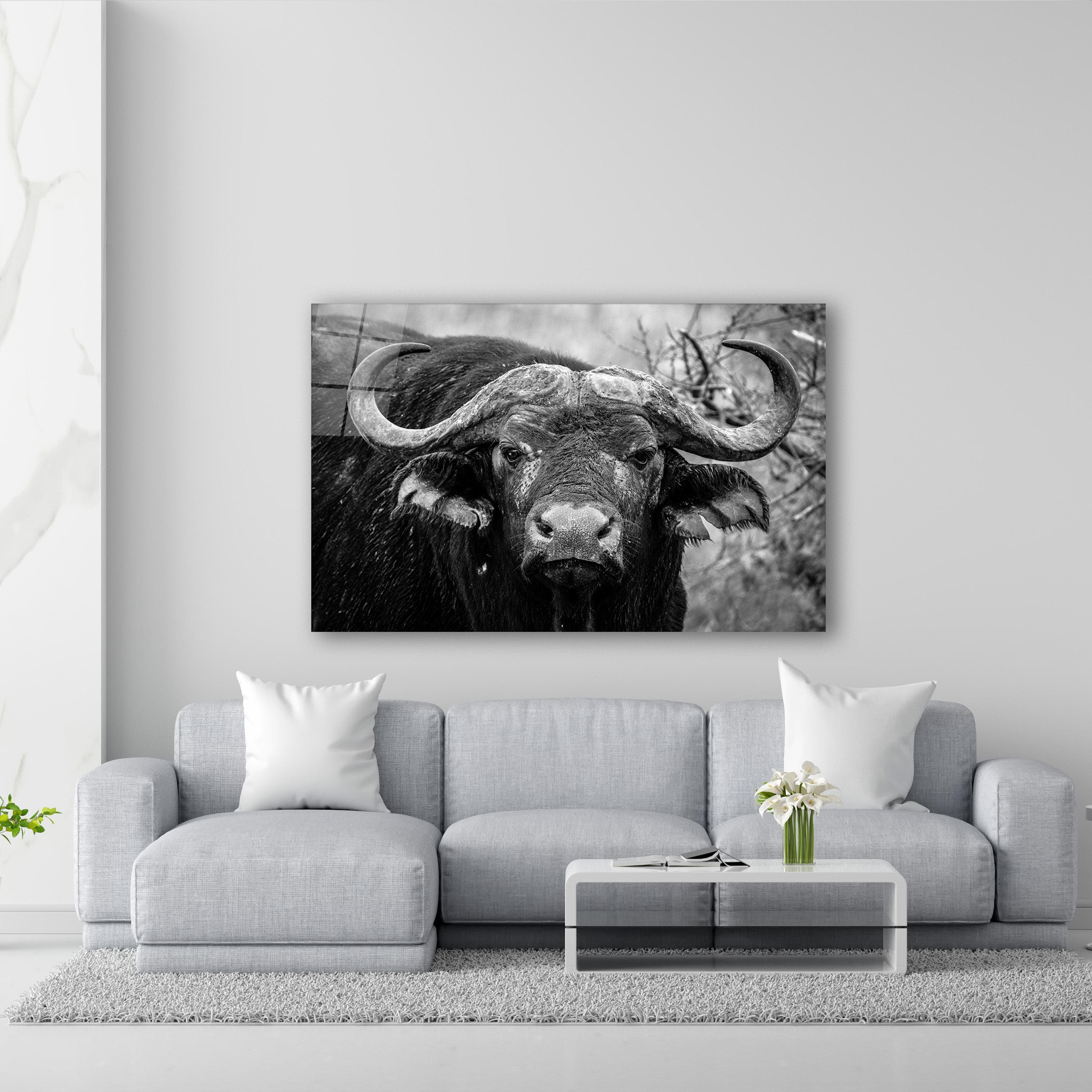 Majestic Bison Glass Wall Art, Buffalo Tempered Glass Decor, Office Wall Art, Gift For Him, Above Bed Art, Mother's Day Gifts, Wall Hangings