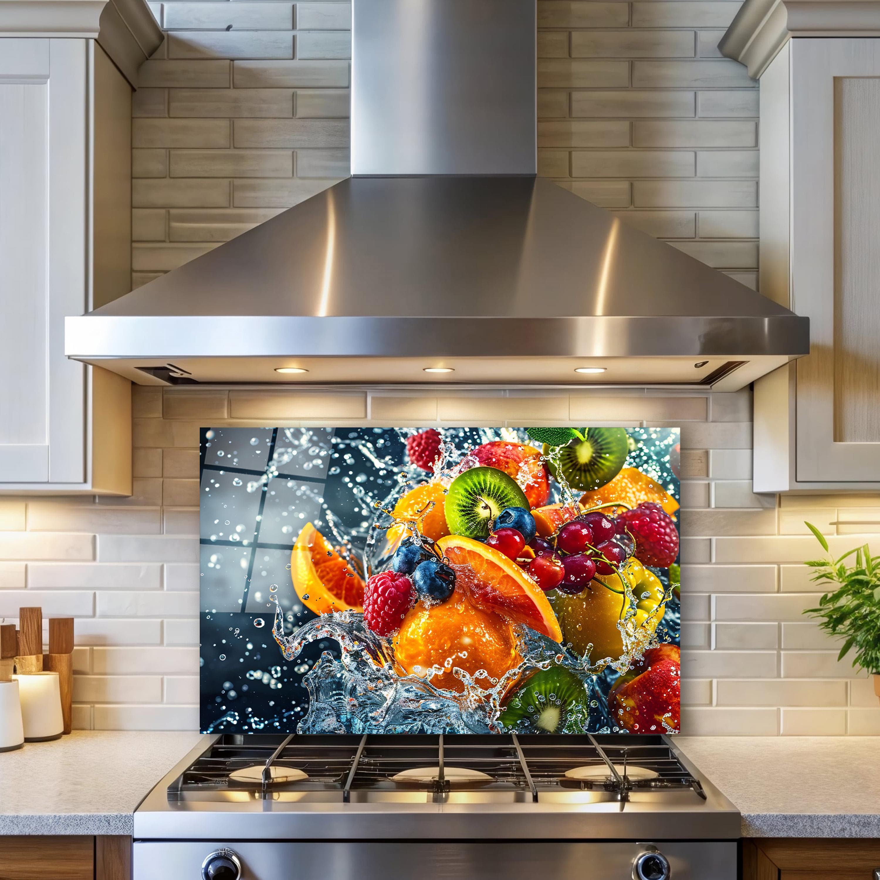 Fruits Splash Glass Wall Art, Tempered Glass Backsplash Panel, Kitchen Wall Art, Dining Room Decor, Mother's Day Gifts, Extra Large Wall Art - image 5