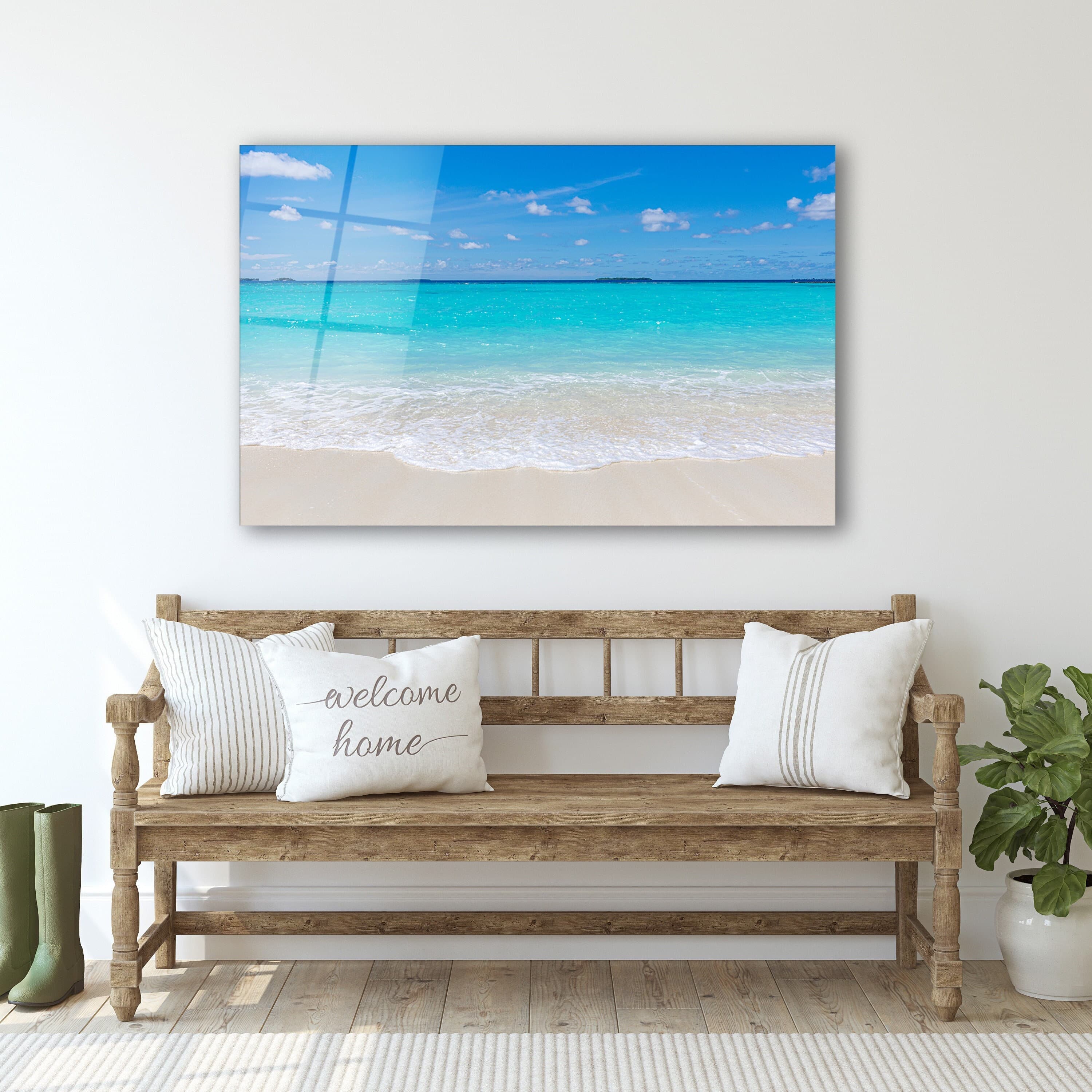 Ocean Glass Wall Art, Coastal Tempered Glass Wall Decor, Living Room Design, Wall Hangings, Gifts For Her, Above Bed Art, Glass Printing