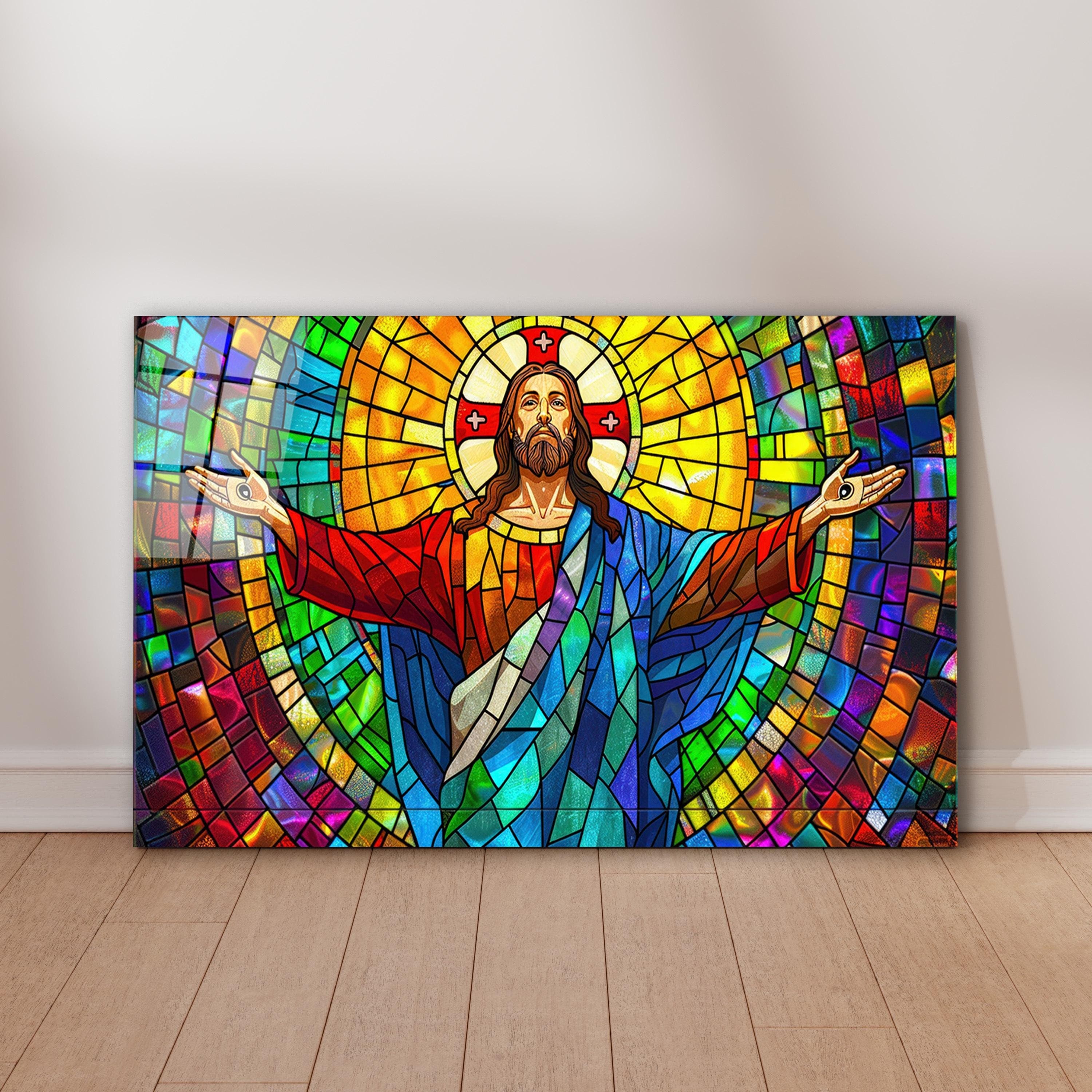 Jesus Christ Tempered Glass Wall Art, Stained Glass Effect Wall Decor, Christian Wall Art, Living Room Art, Mother's Day Gift, Wall Hanging, Religious Artwork, Faith-Inspired Home Decor, Inspirational Christian Wall Art, Elegant Religious Decor for Living Room, Unique Gift for Believers, Spiritual Wall Art for Home, Beautiful Glass Print of Jesus Christ, High-Quality Tempered Glass Christian Art, Religious Inspirational Wall Decor, Christian Gift for Special Occasions, Beautiful Religious Art