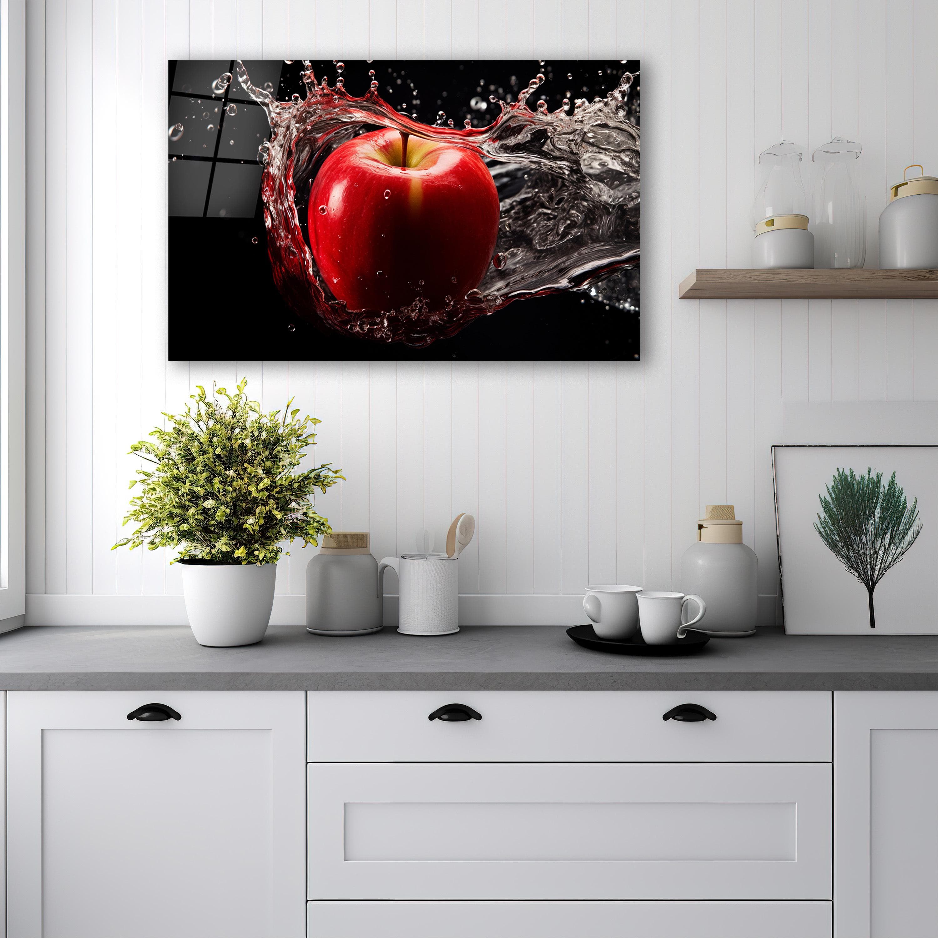 Juicy Red Apple Glass Wall Art, Fruit Tempered Glass Backsplash, Kitchen Decor, Backsplash Panel, Christmas Gift, New Home Gifts, Home Decor