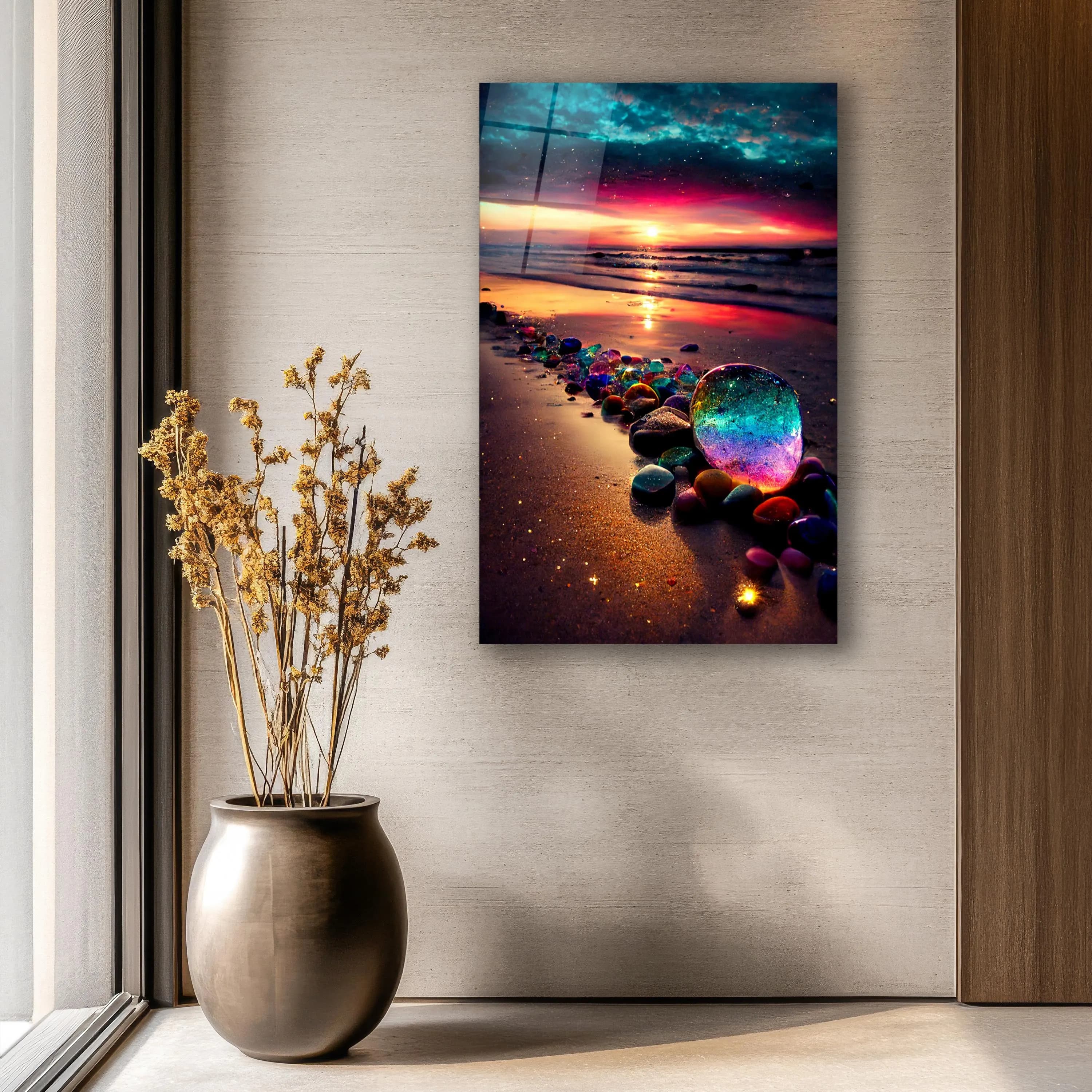 Beach Pebbles Glass Wall Art, Coastal Tempered Glass Decor, Colorful Pebbles Art, Living Room Art, New Home Gifts, Wall Hanging, Glass Print