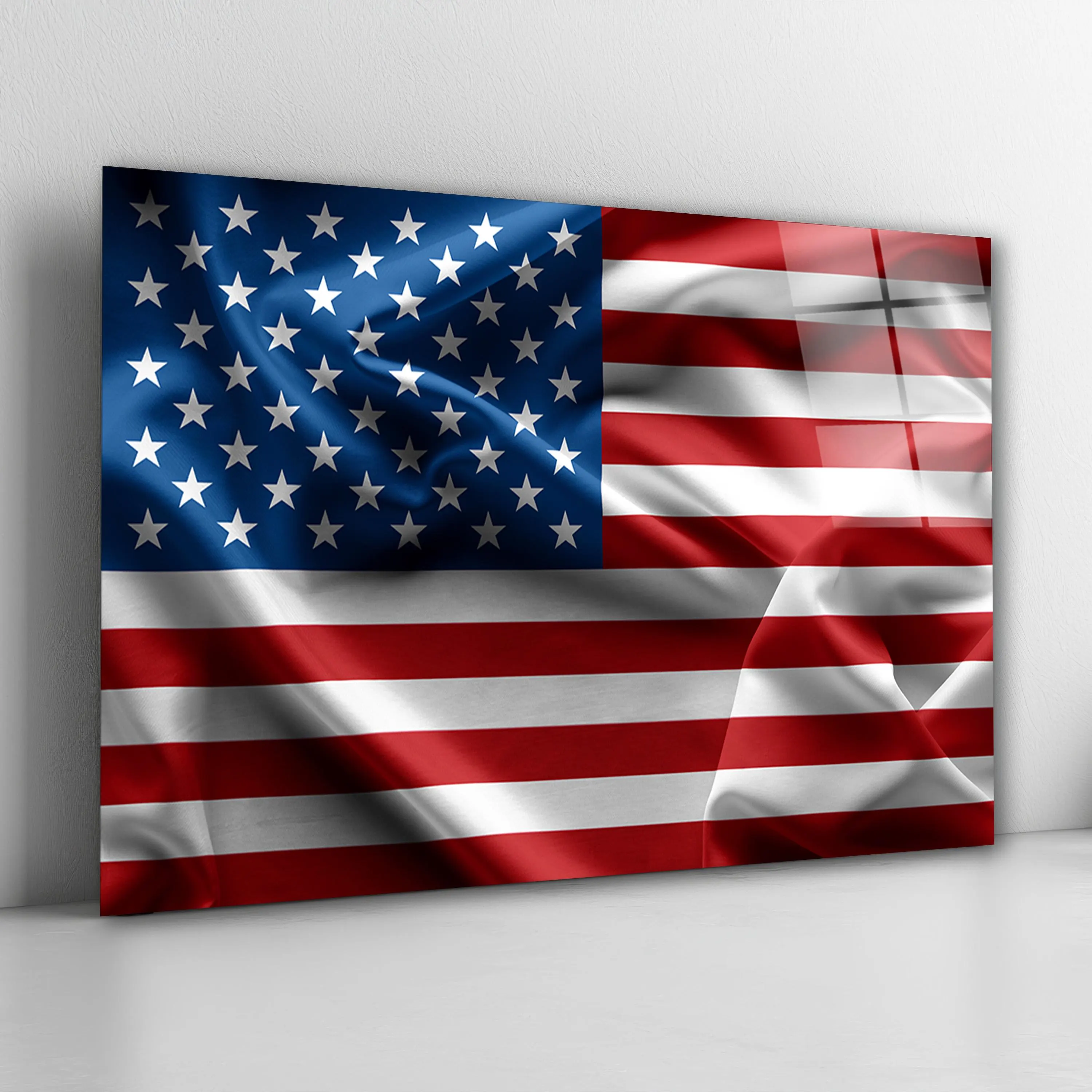 Patriotic USA Flag Tempered Glass Wall Art, 4th of July Panel Decor, Apartment Wall Art, Independence Day Accent Decor, New Home Gift
