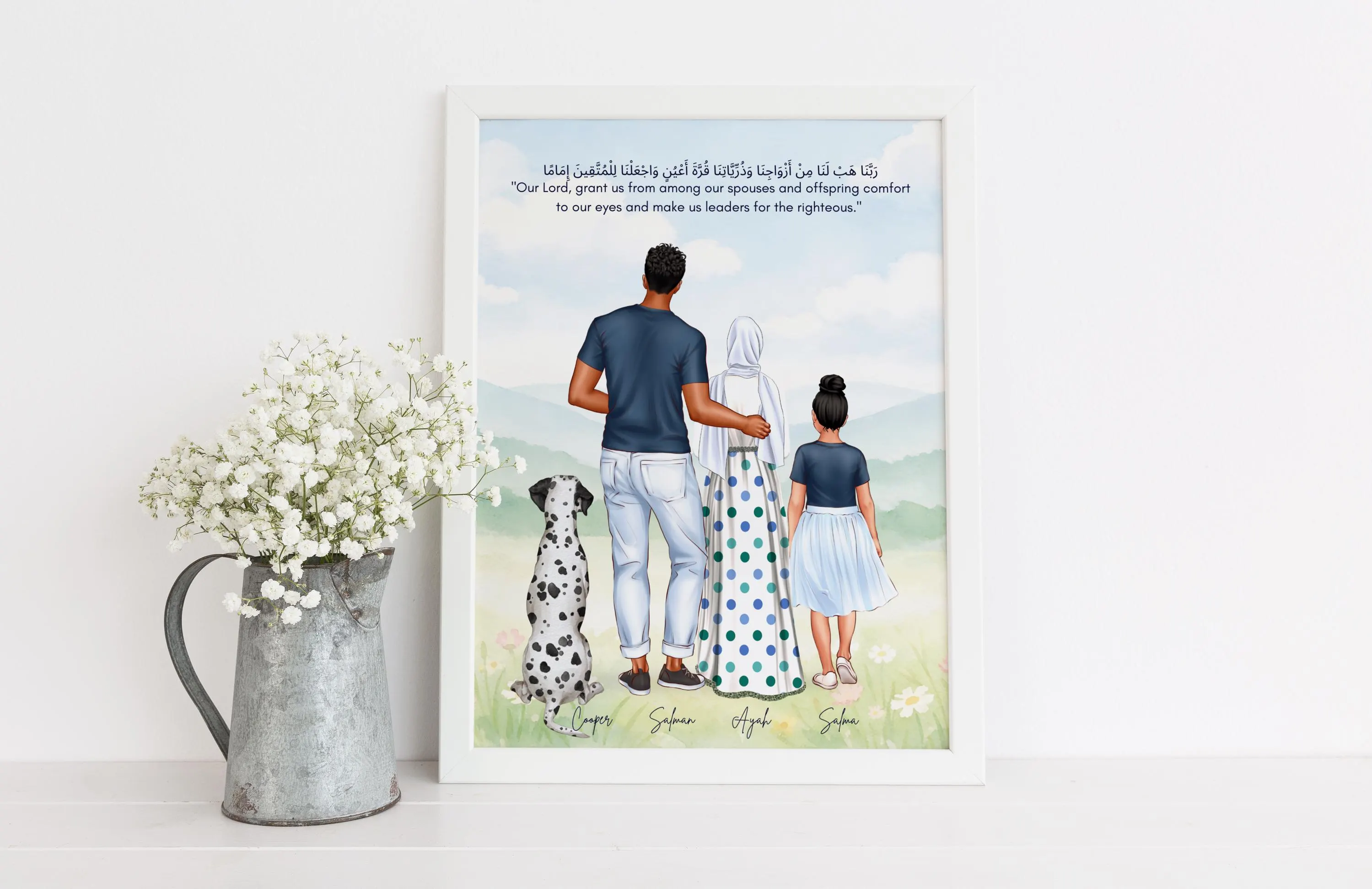 Muslim Family Print Personalized Gift For Muslim Family Portrait Muslim Family with New Born Baby Print Islamic Wall Art Gift New Home Gift - image 3