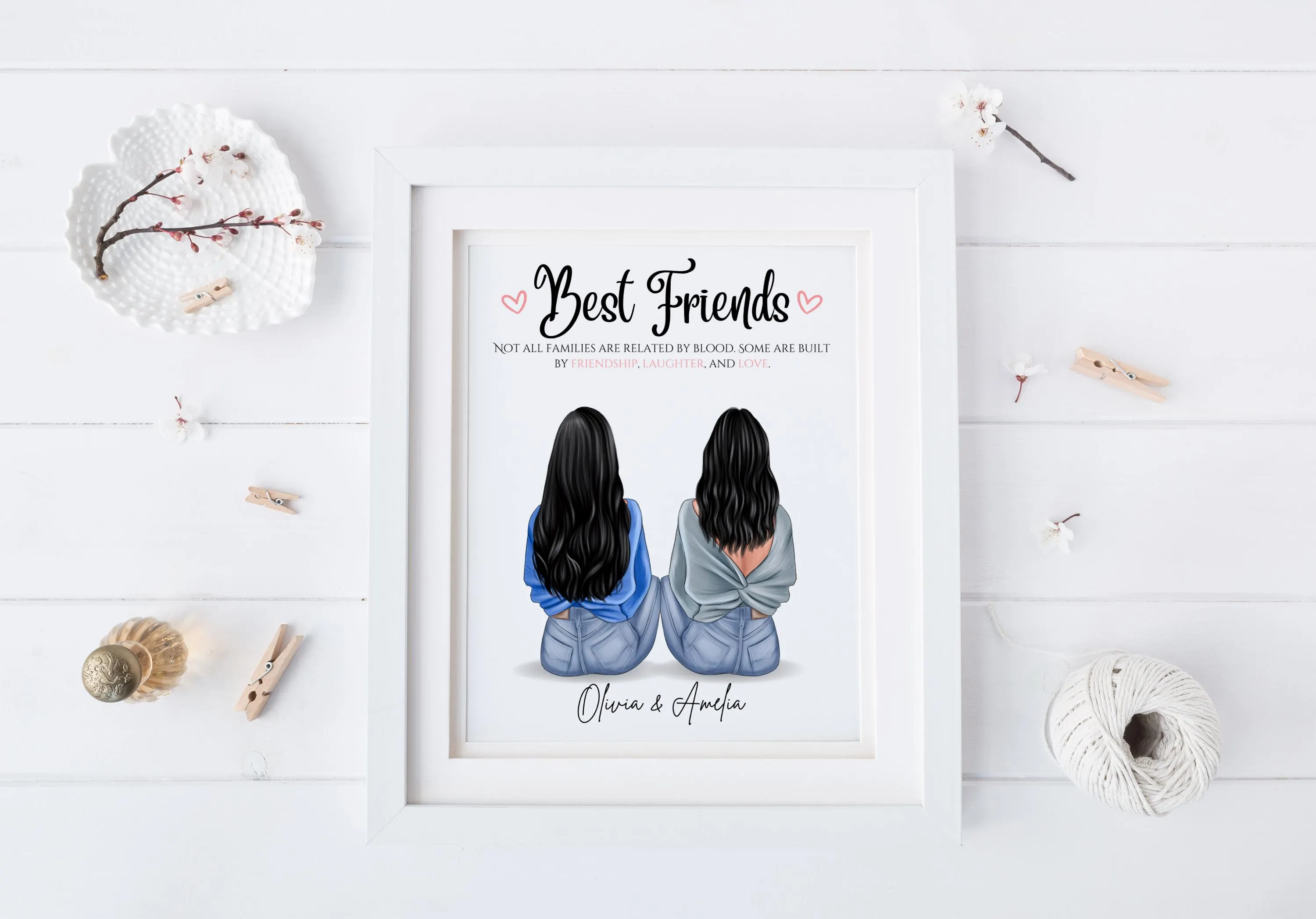 Personalized Best Friend Print Custom Friendship Wall Art Friends Birthday Gift Besties Print Bff Illustration Birthday Gift for Bestfriends - image 3