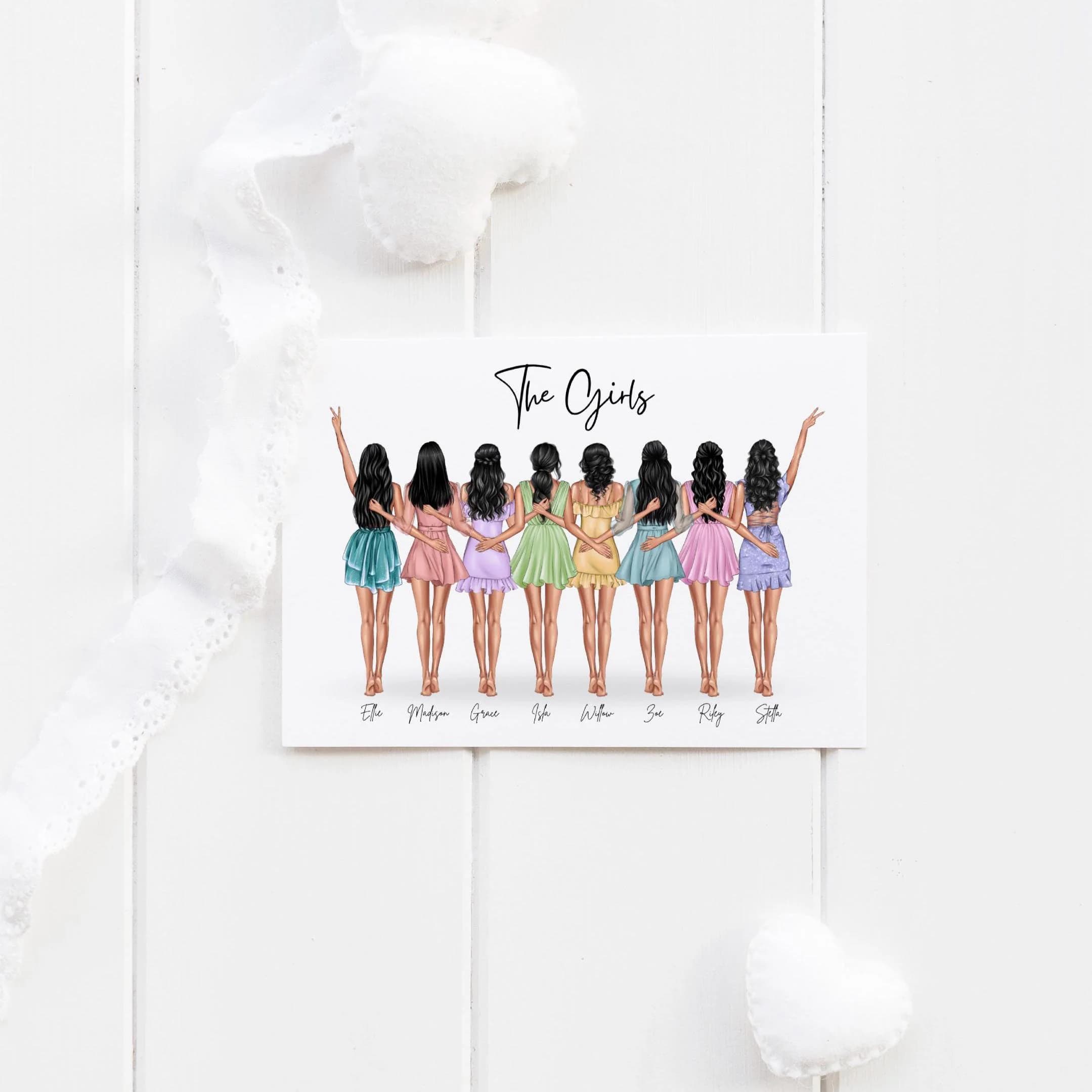 Group of Friends Birthday Print Bestfriend Print Personalized Print Group of Friends Gift Custom Wall Art For Friend Picture Friendship Gift - image 2