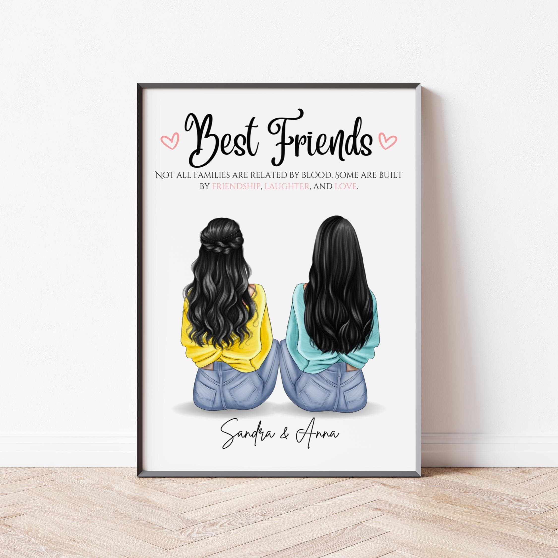 Personalized Best Friend Print Custom Friendship Wall Art Friends Birthday Gift Besties Print Bff Illustration Birthday Gift for Bestfriends