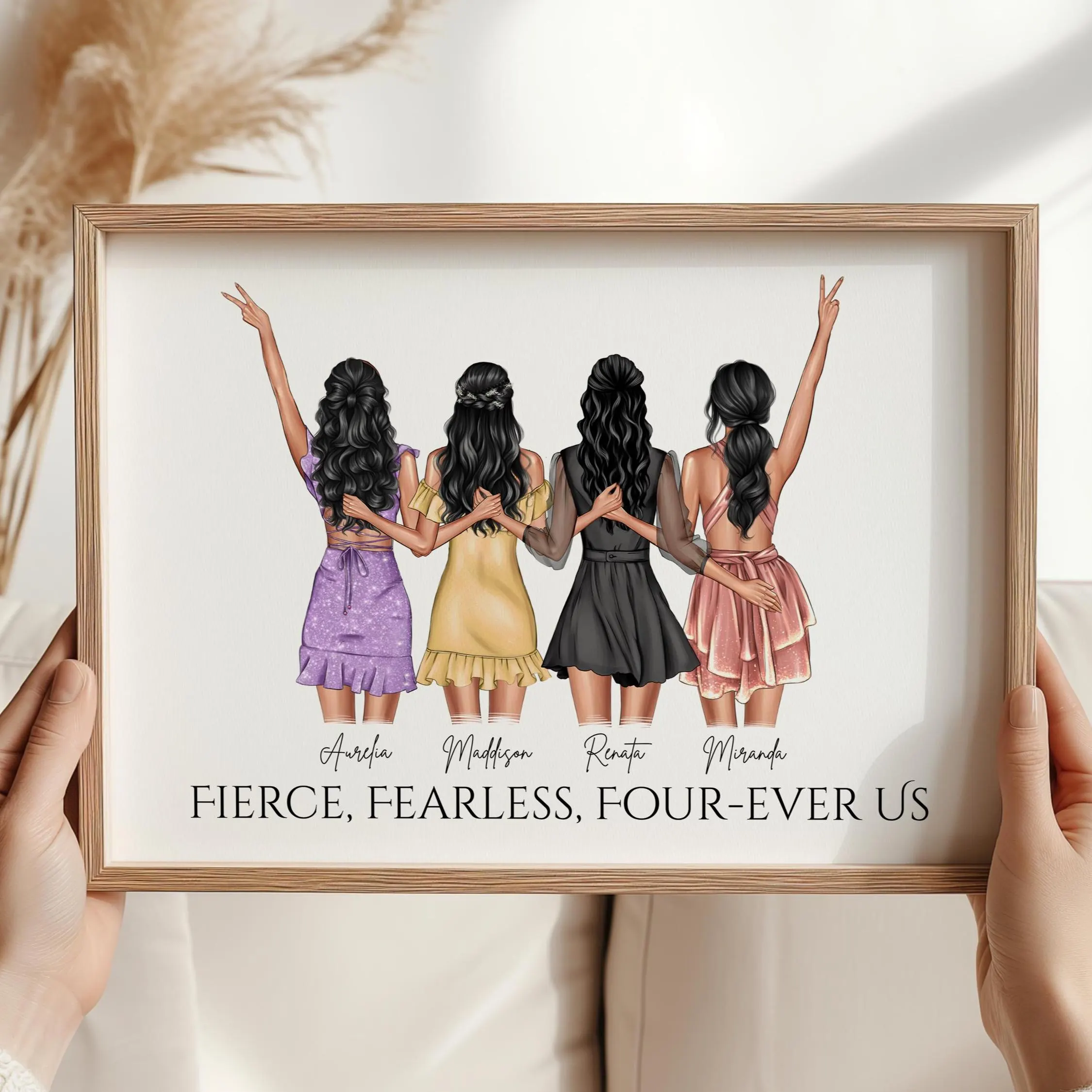 Personalized Print Group of 4 Friends Gift Birthday Gift Group of Friends Print Friendship Gift Best Friend Print Custom Wall Art For Friend - image 3