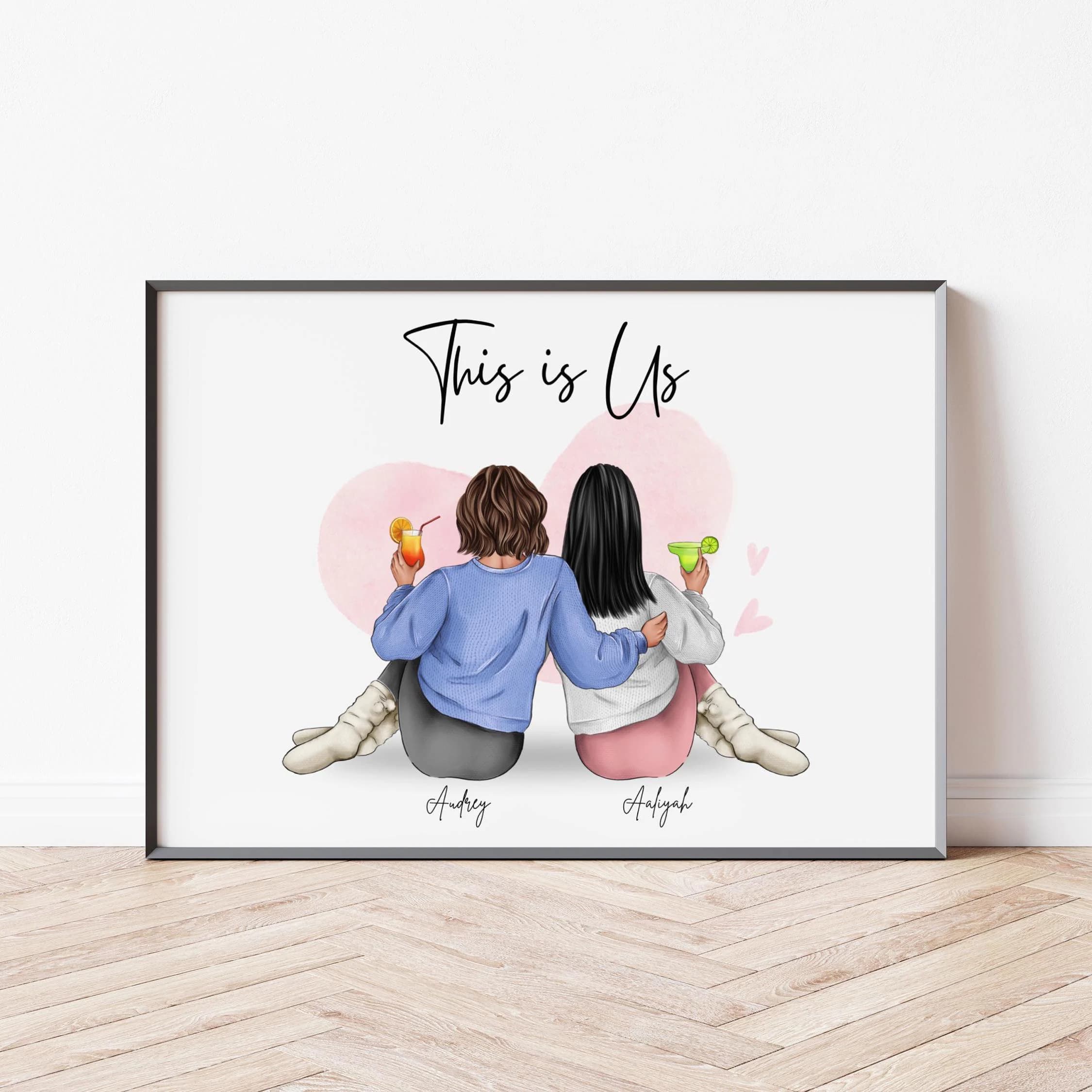 Personalised Gift for Best Friends Print, Friend Gift, Friend Birthday Gift, Custom Best Friends Birthday Print, Friend Wall Art Print