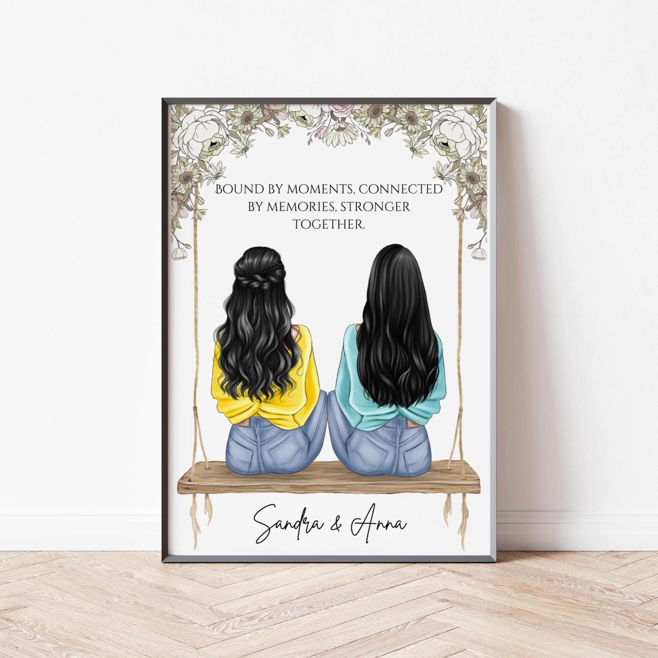 Best Friends Print, Friendship Print, BFF Gift, Personalised 21st Birthday Gift, Best Friends Gift, Friends Quotes, Group of 3 Friends Print